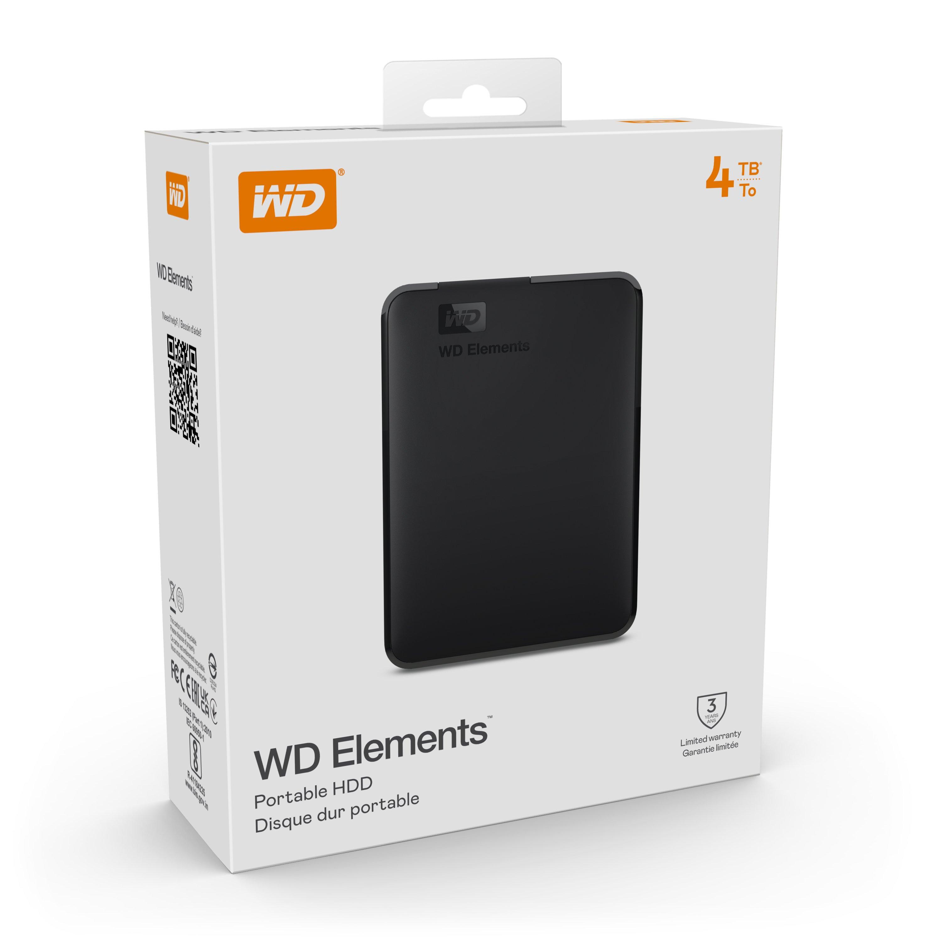 Noir - Western Digital - WD 4TB Elements Portable External Hard Drive WDBU6Y0040BBK-WESN - 7