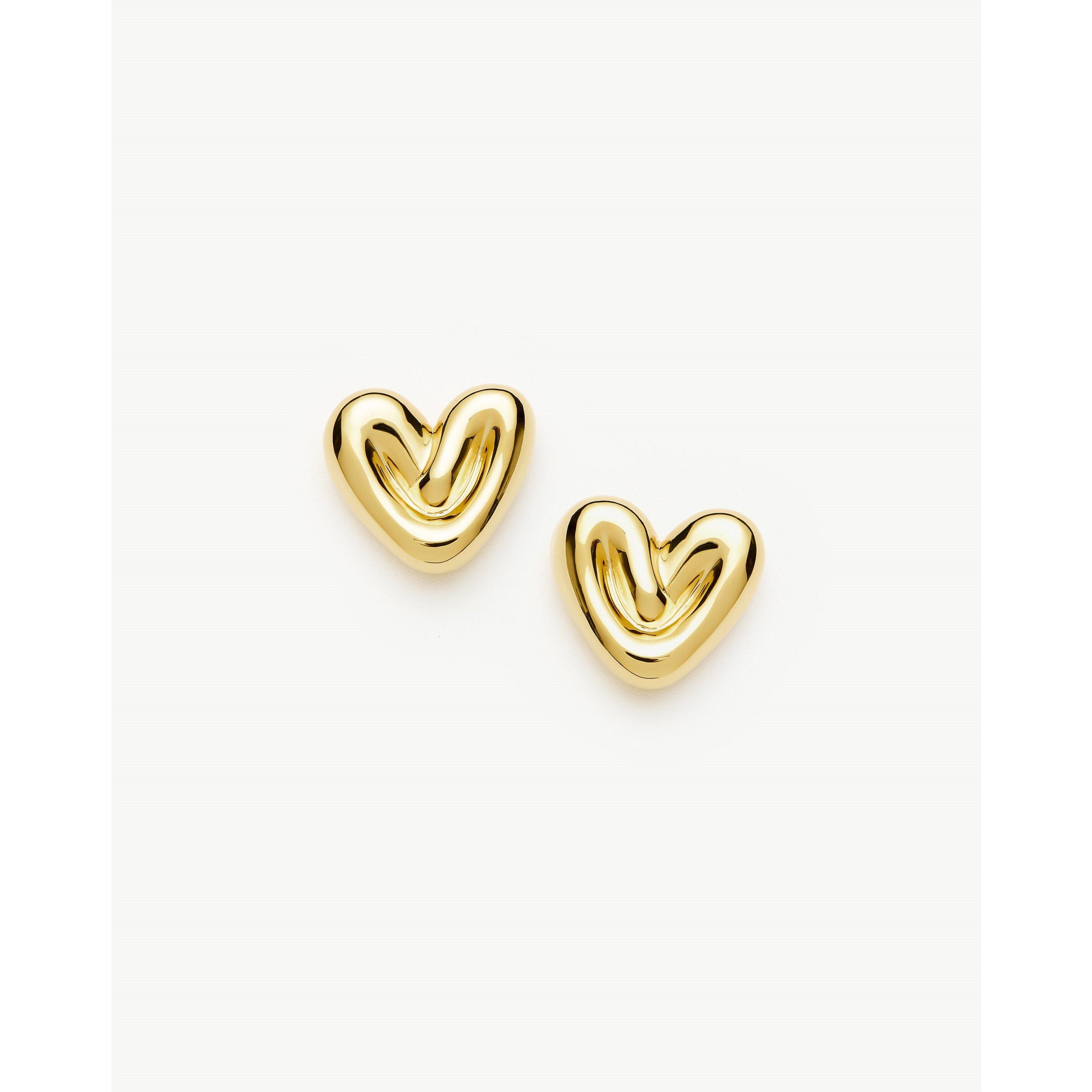 Gold - Missoma - Puffy Stud Heart Earrings - 2
