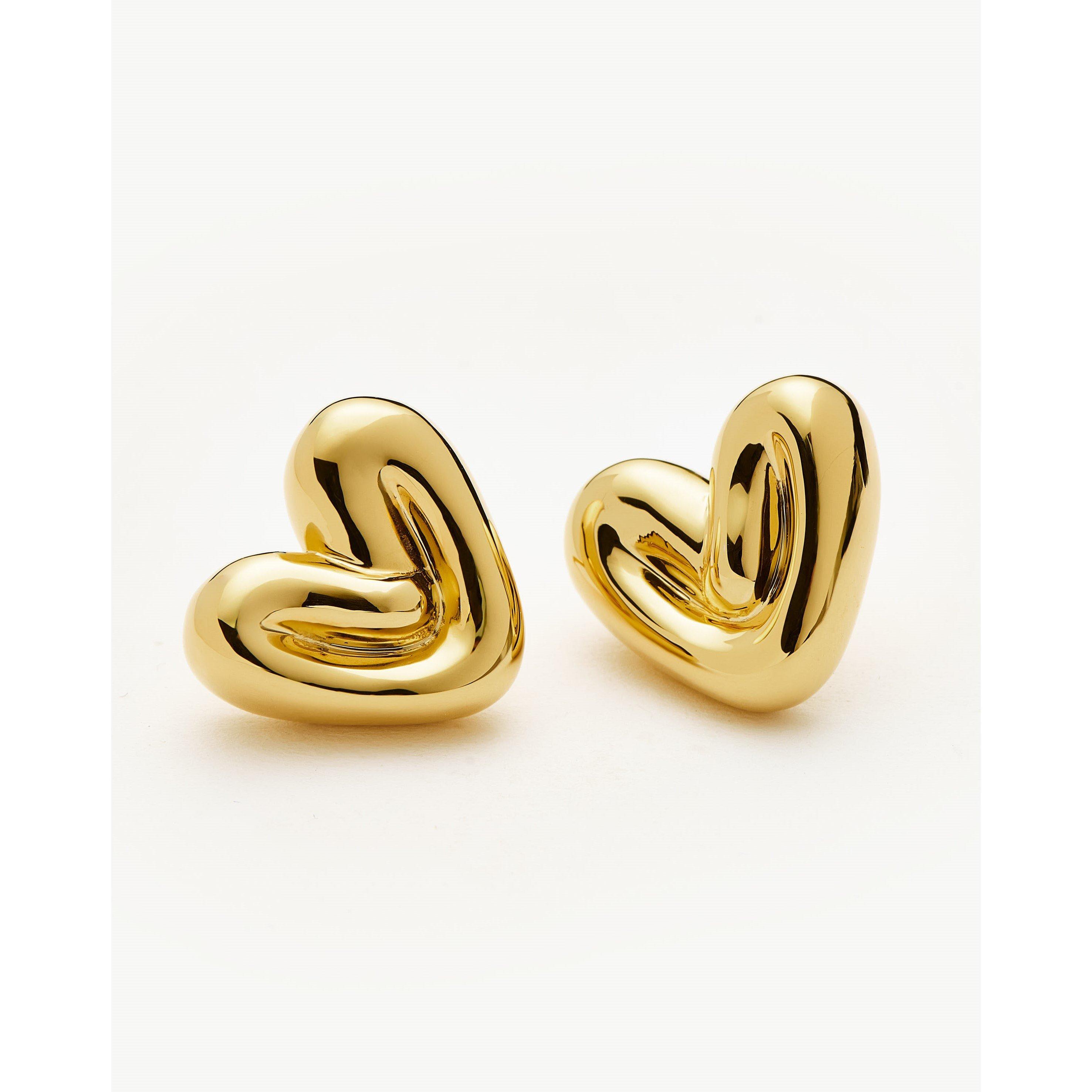 Gold - Missoma - Puffy Stud Heart Earrings - 4