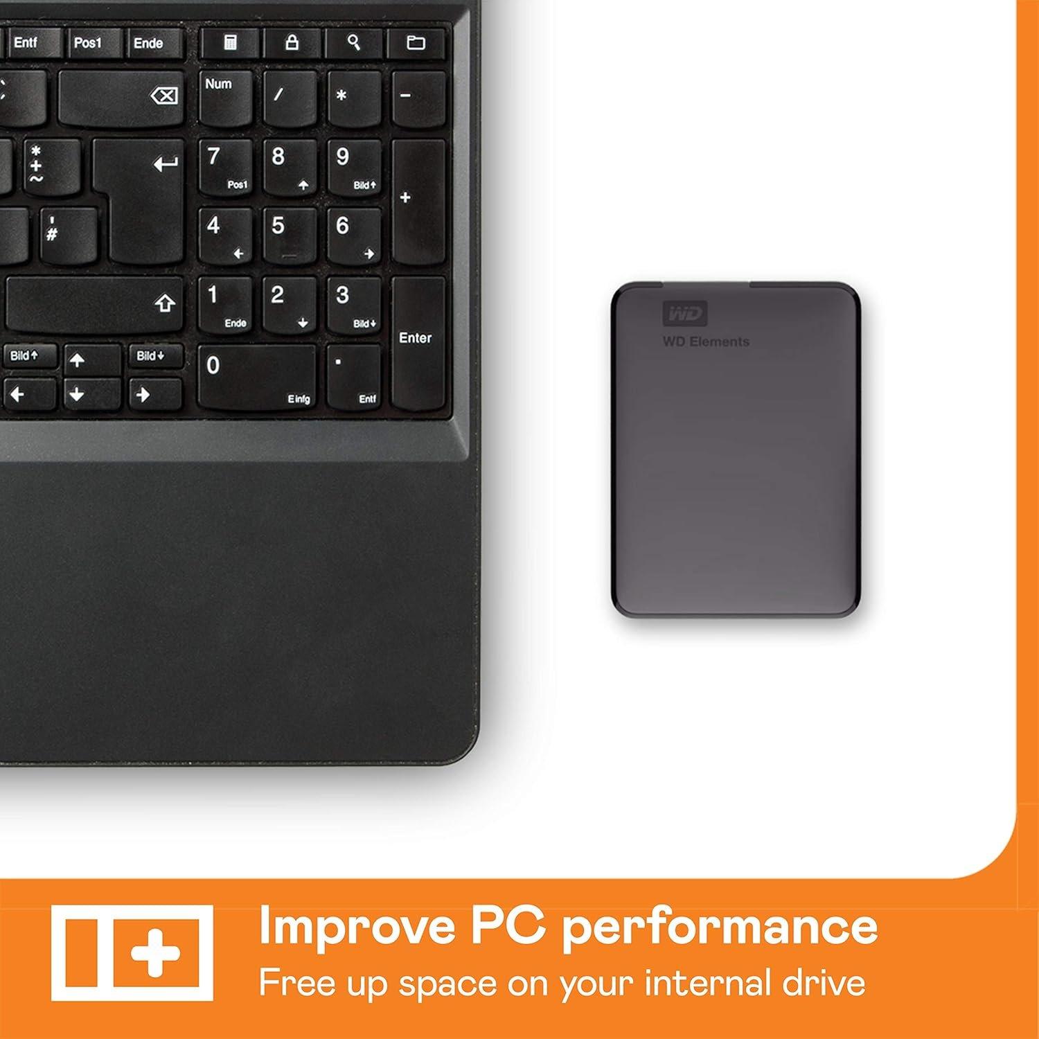 Schwarz - Western Digital - Elements 1TB Portable External Hard Drive - 7