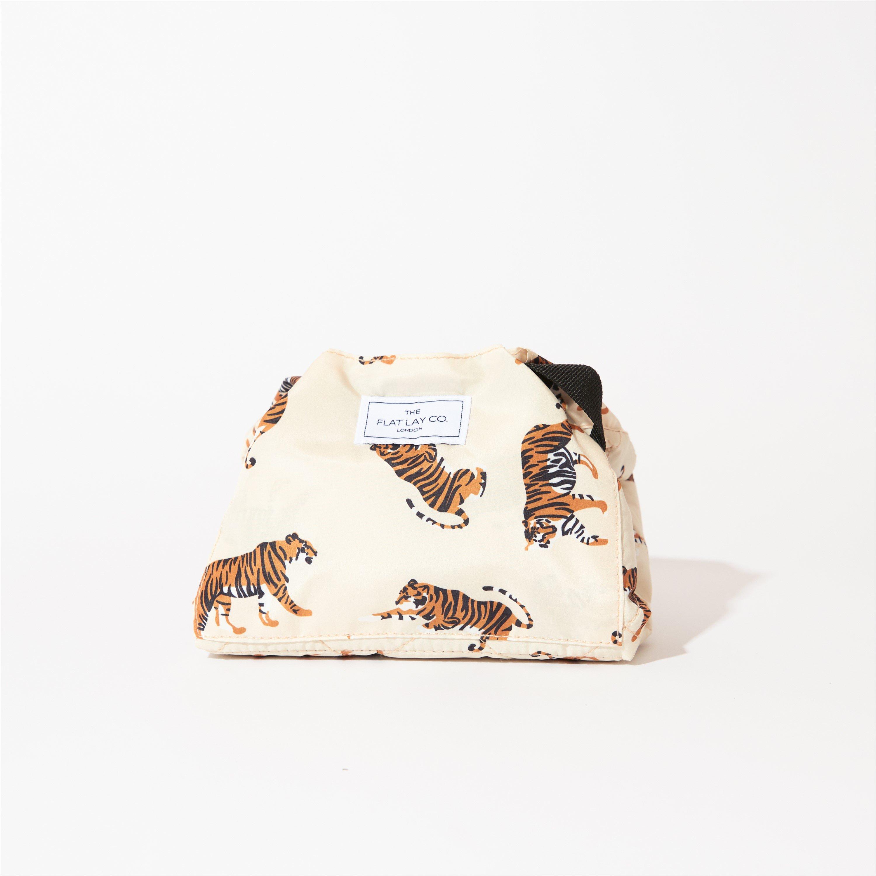 Neutral Tigers - The Flat Lay Co. - Drawstring Flat Lay Makeup Bag - Neutral Tigers - 1