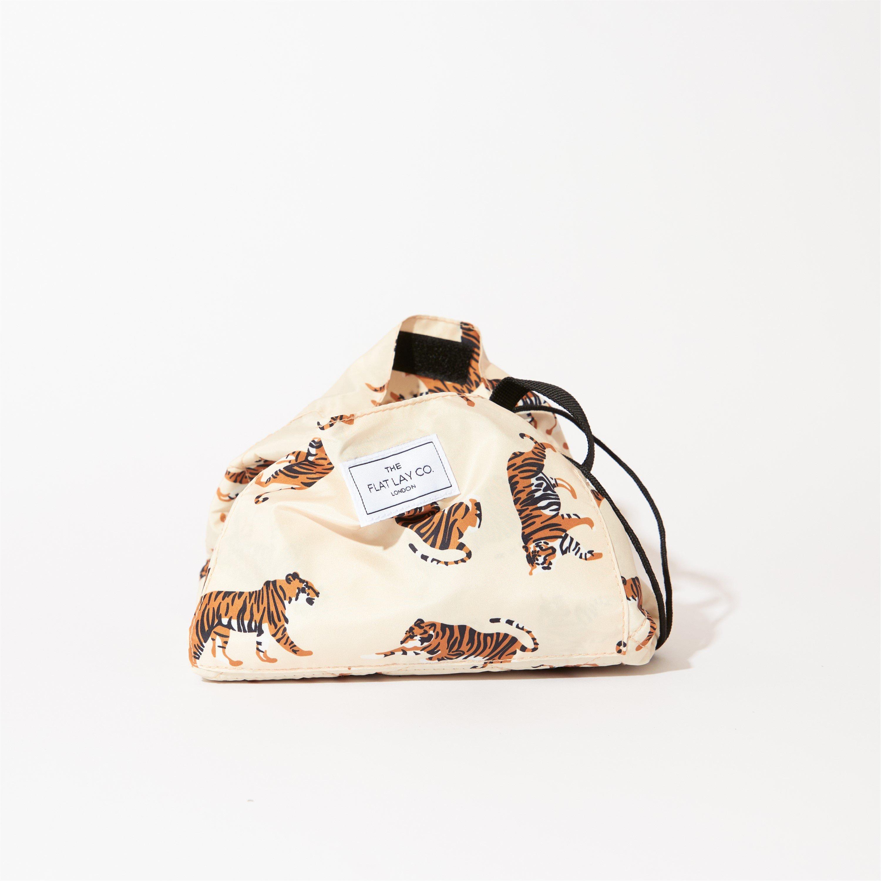 Neutral Tigers - The Flat Lay Co. - Drawstring Flat Lay Makeup Bag - Neutral Tigers - 2