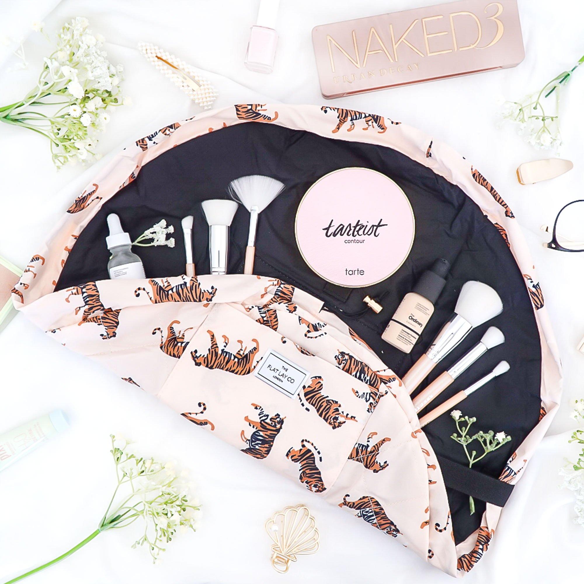 Neutral Tigers - The Flat Lay Co. - Drawstring Flat Lay Makeup Bag - Neutral Tigers - 4
