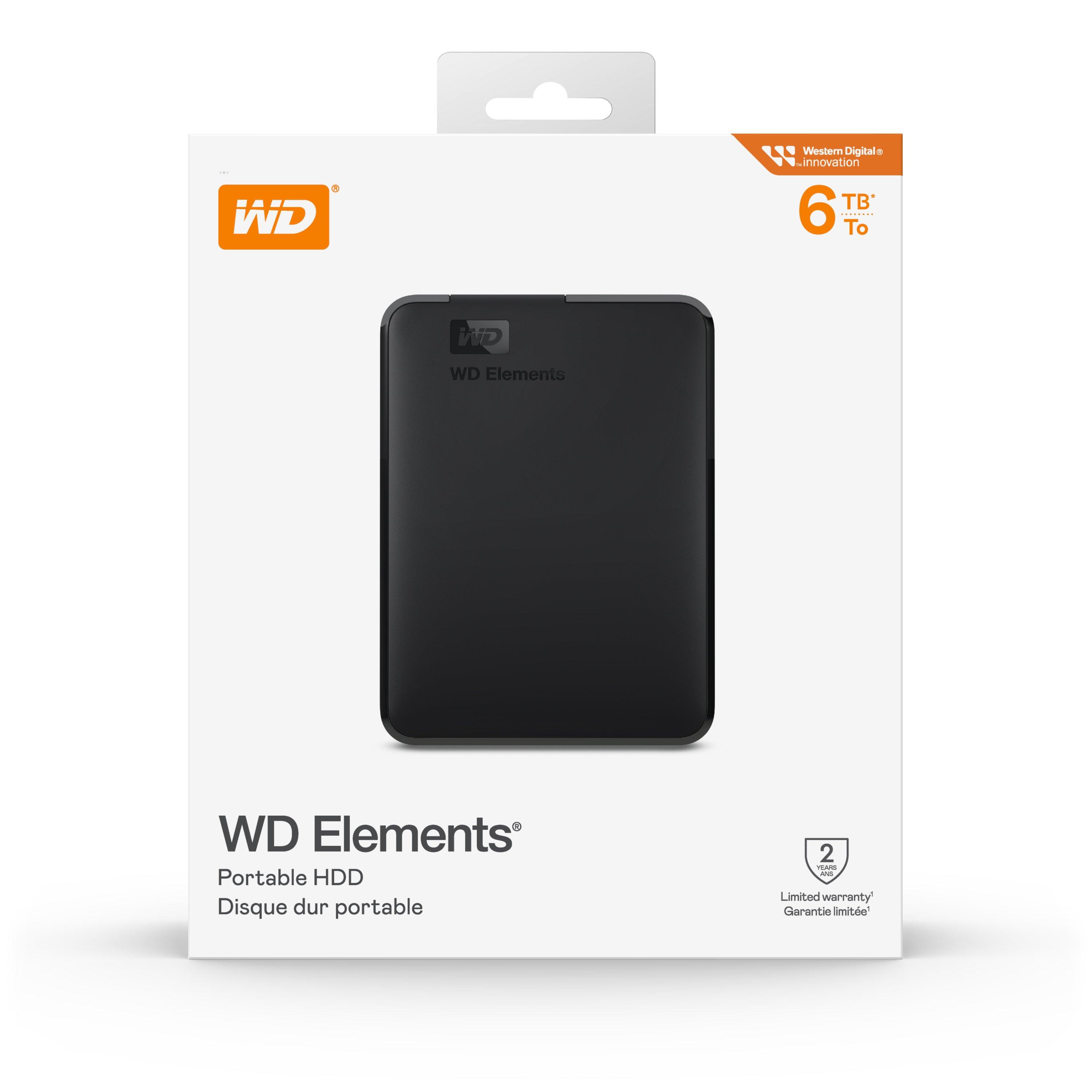 Noir - Western Digital - WD 6TB Portable External Hard Drive - 1