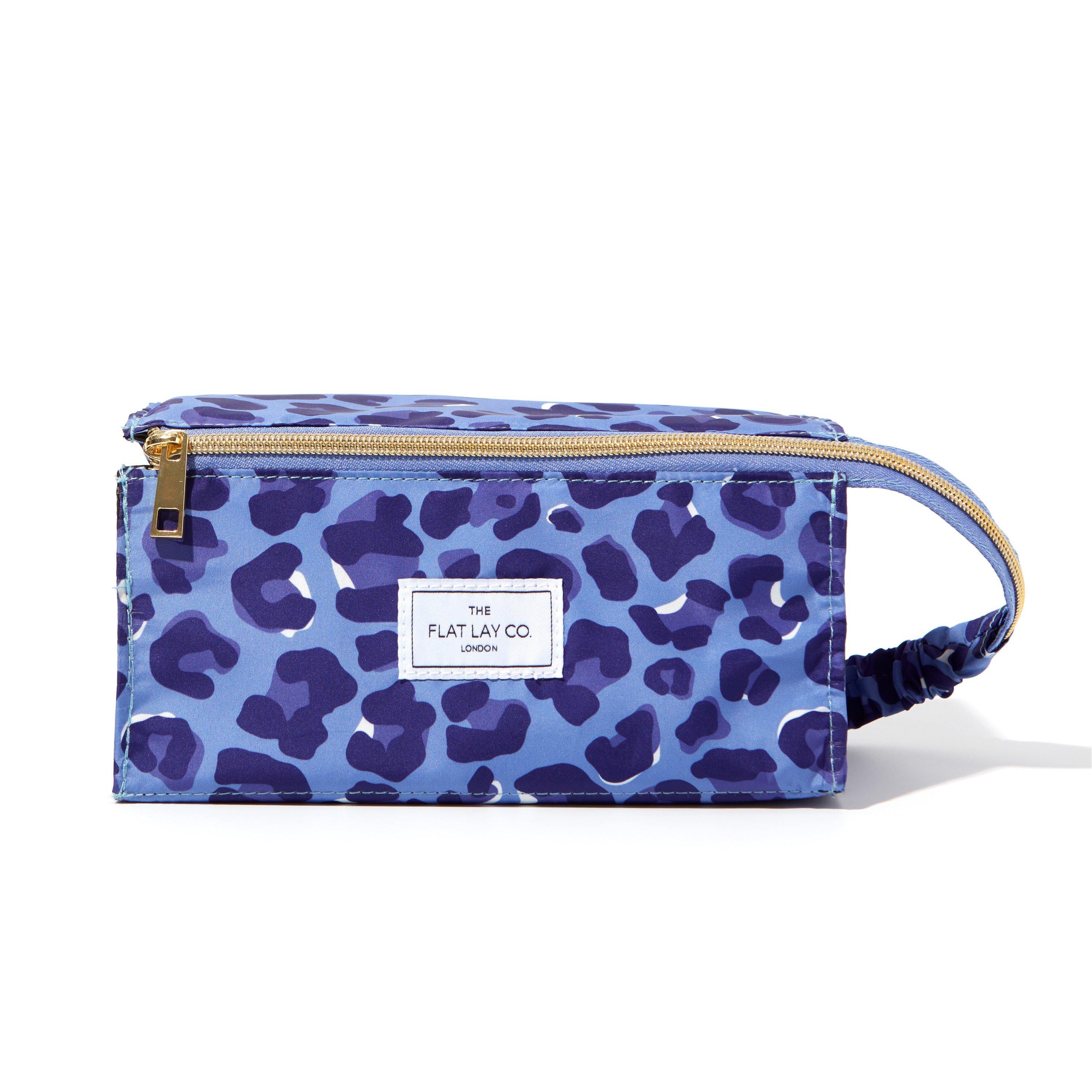 Blue Leopard - The Flat Lay Co. - Flat Lay Makeup Box Bag - Blue Leopard print - 1