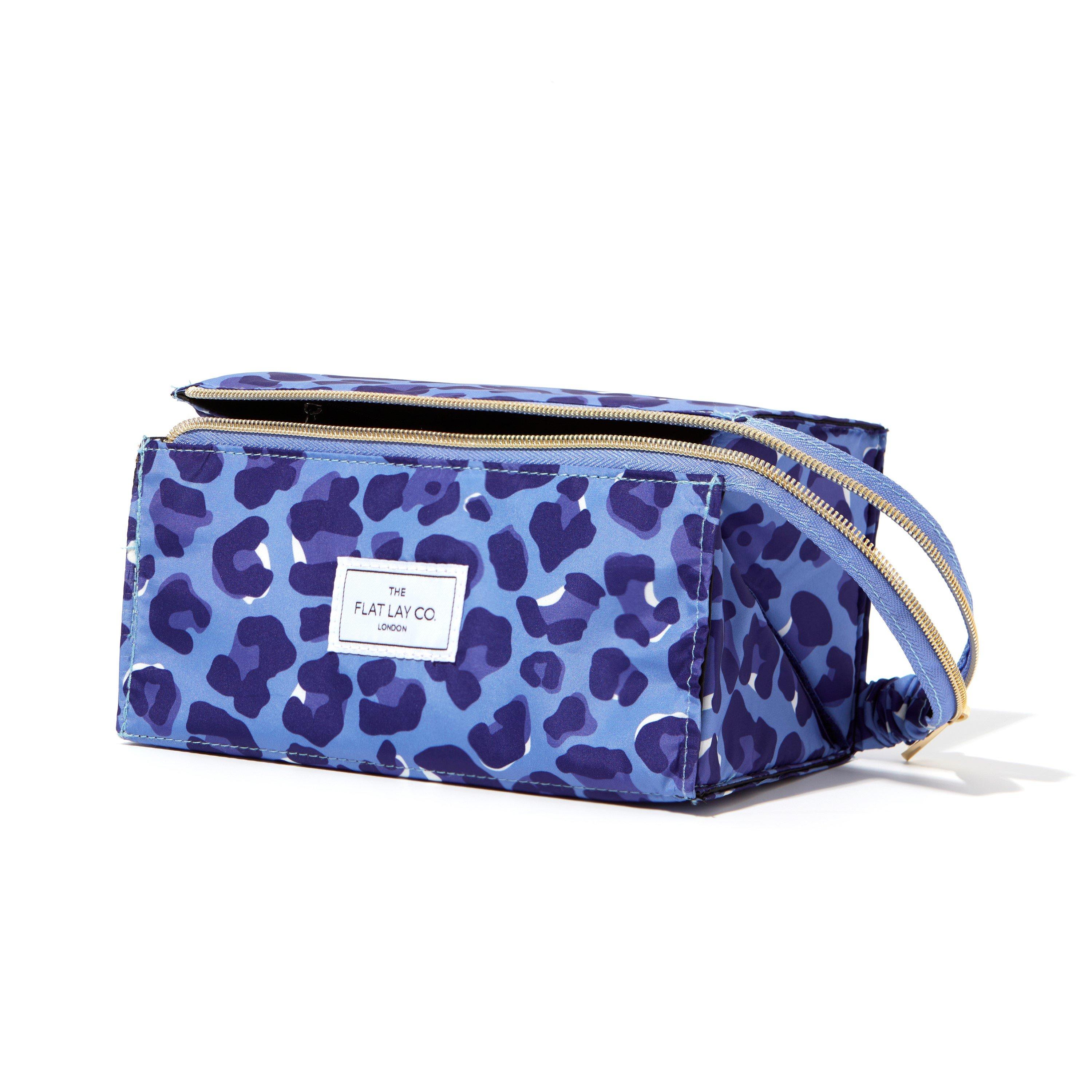 Blue Leopard - The Flat Lay Co. - Flat Lay Makeup Box Bag - Blue Leopard print - 2