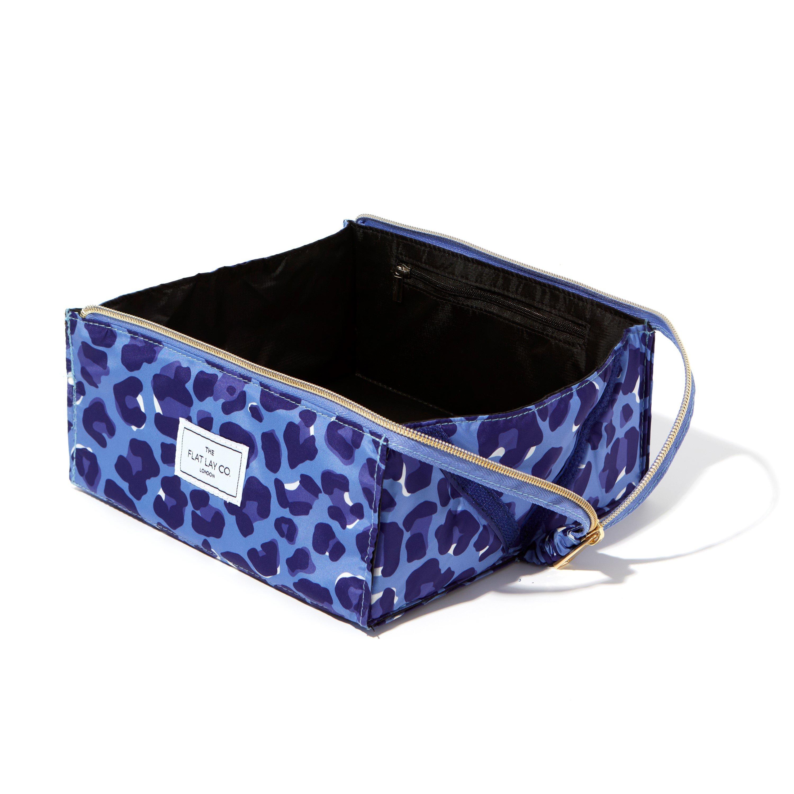 Blue Leopard - The Flat Lay Co. - Flat Lay Makeup Box Bag - Blue Leopard print - 3