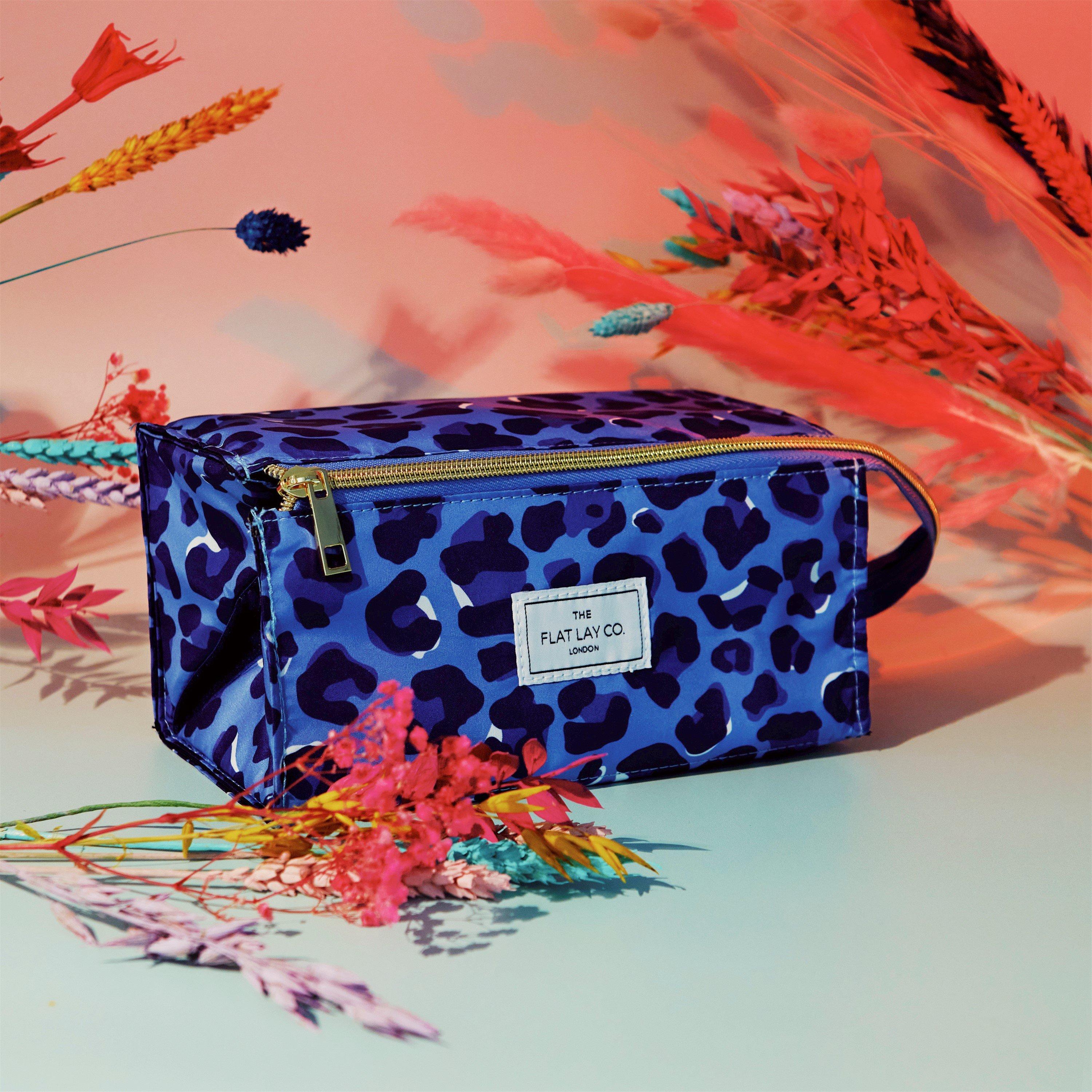 Blue Leopard - The Flat Lay Co. - Flat Lay Makeup Box Bag - Blue Leopard print - 4