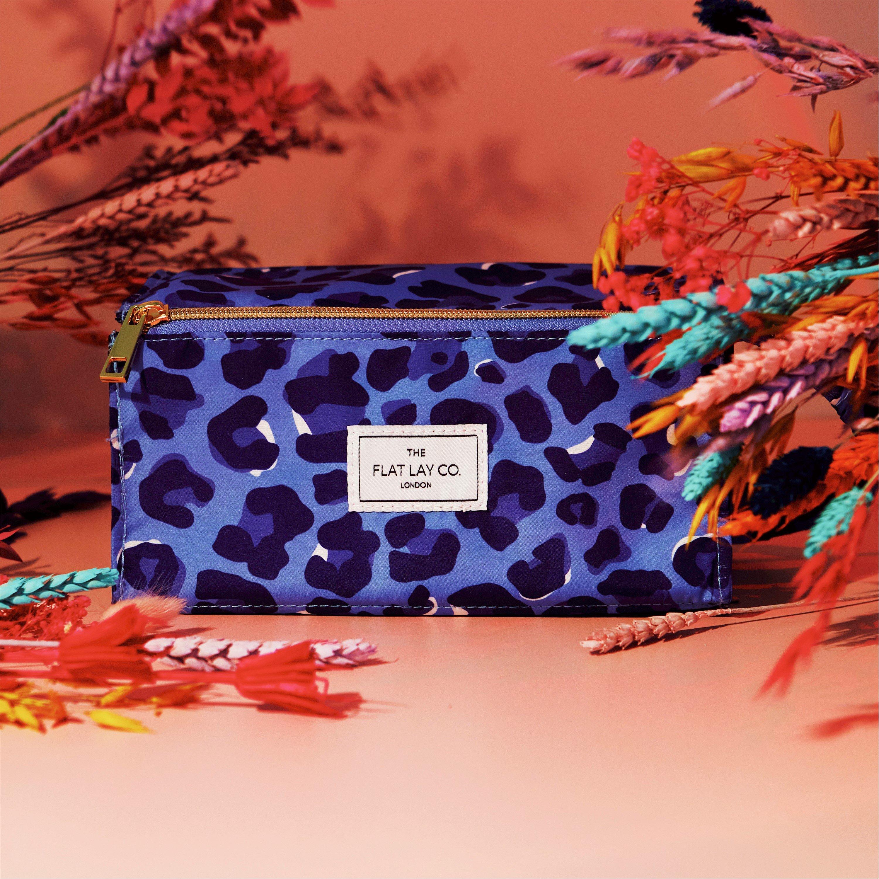 Blue Leopard - The Flat Lay Co. - Flat Lay Makeup Box Bag - Blue Leopard print - 5