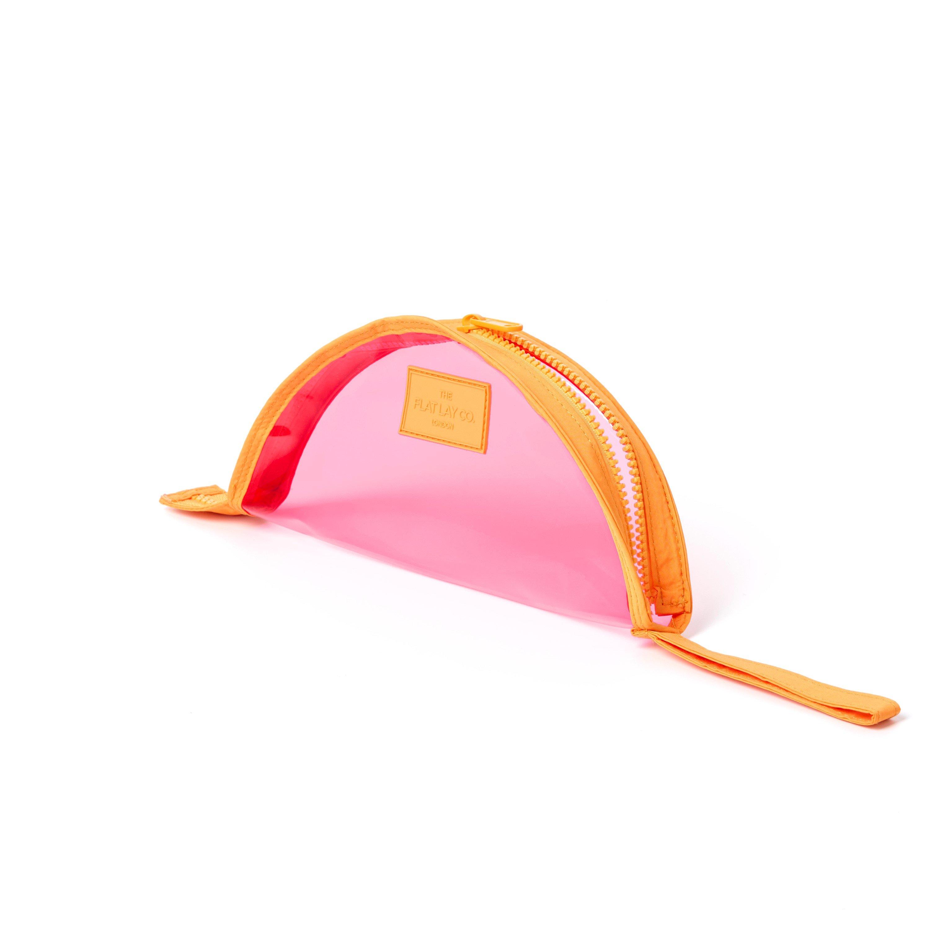 Orange and Pink - The Flat Lay Co. - Lunar Flat Lay Makeup Pouch - Pink and Orange - 1