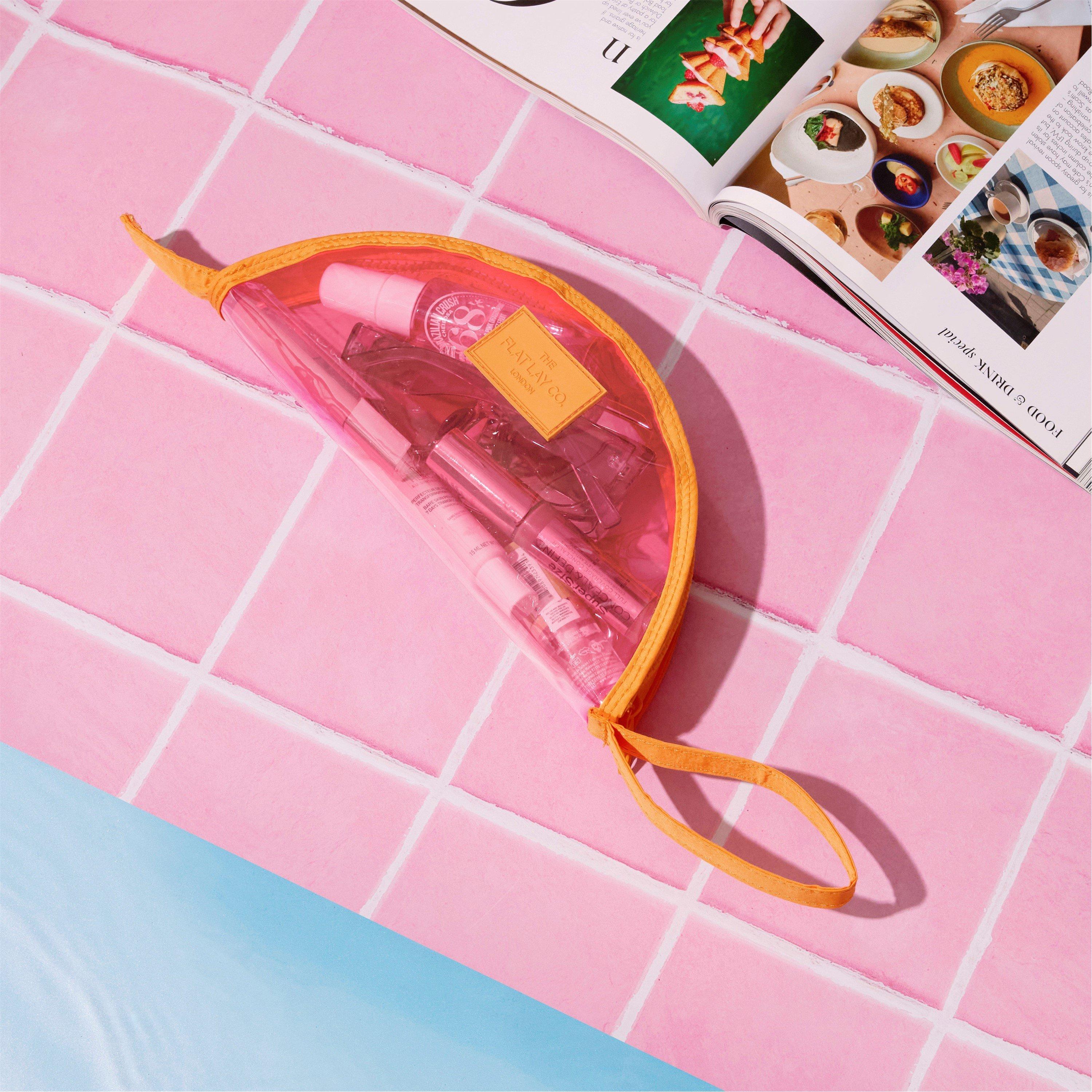 Orange and Pink - The Flat Lay Co. - Lunar Flat Lay Makeup Pouch - Pink and Orange - 7