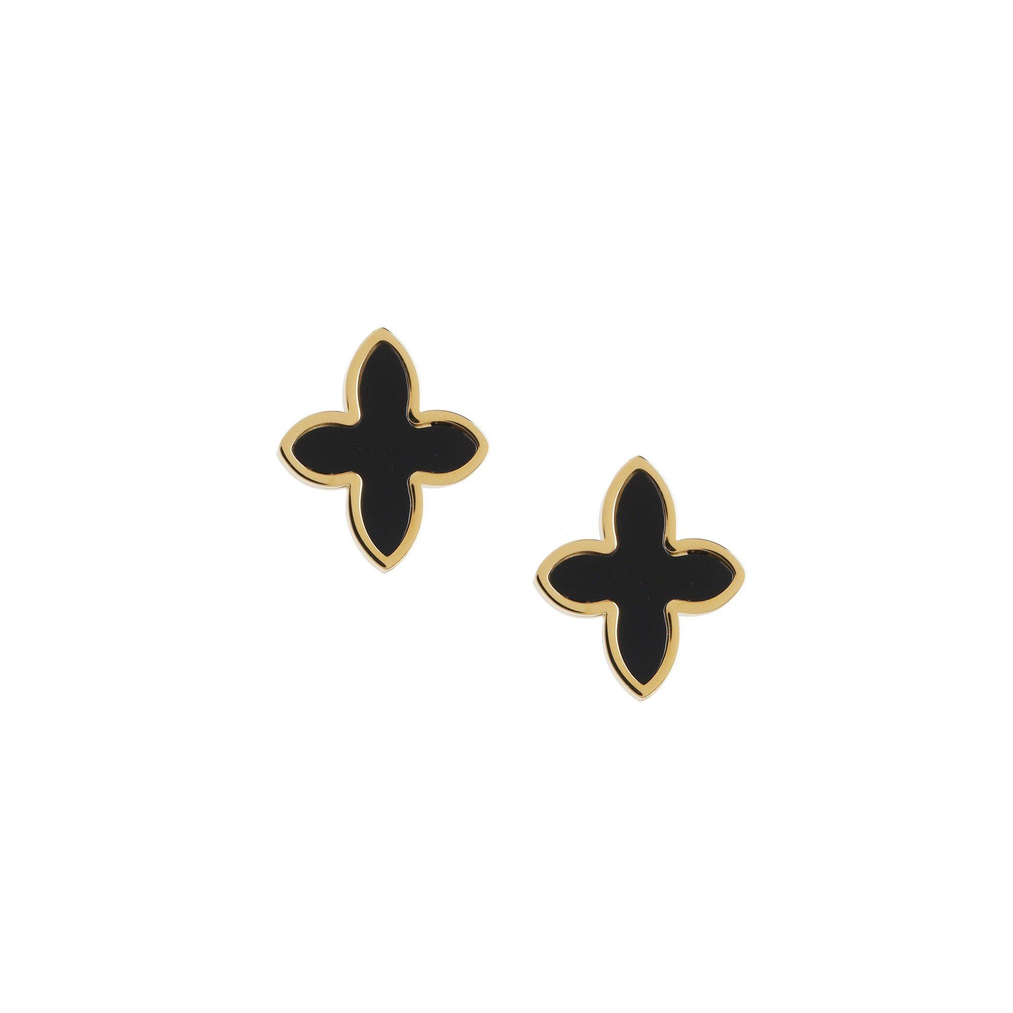 Oro/Nero - Miso - Flower Stud Earrings - 1