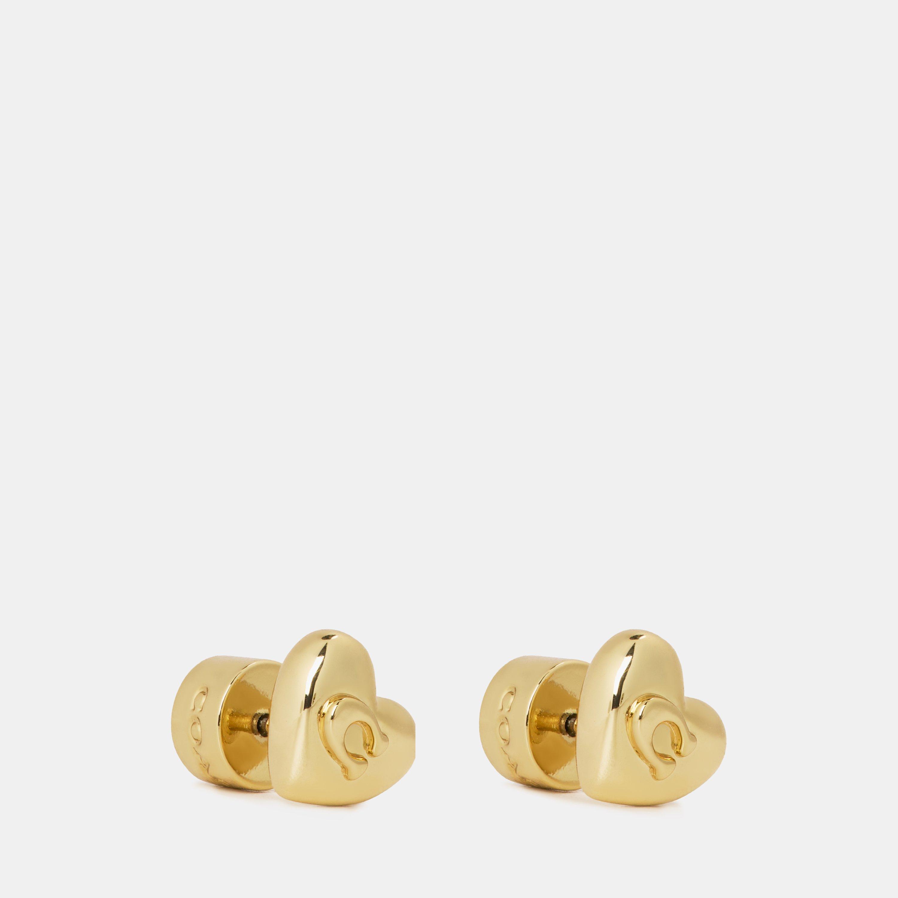 GOLD - Coach - COACH HEART STUD EARRINGS - 1