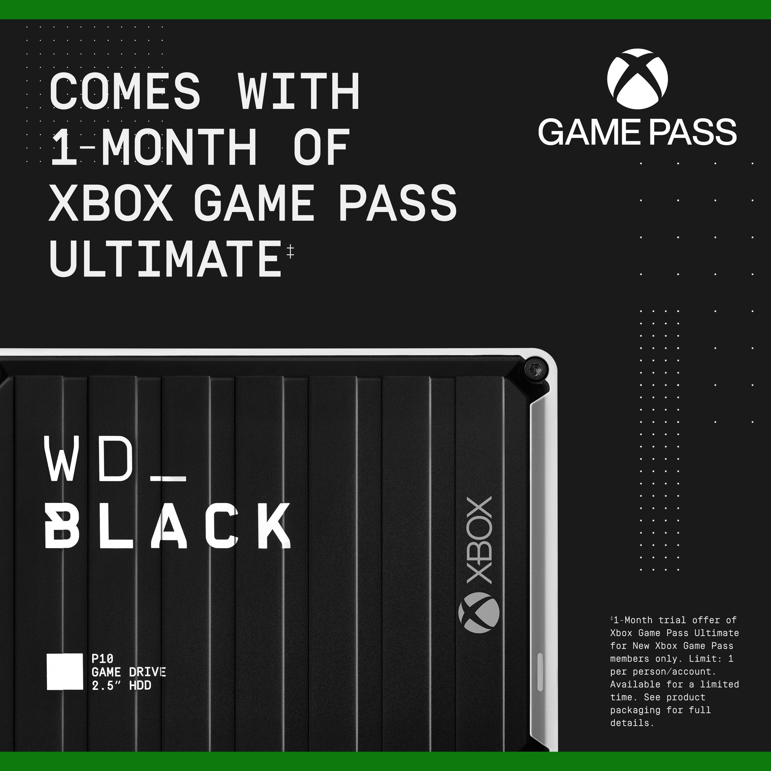 Preto - Western Digital - WD 4TB Portable Gaming Hard Drive - Includes 1 month Xbox Pass Ultimate - 6