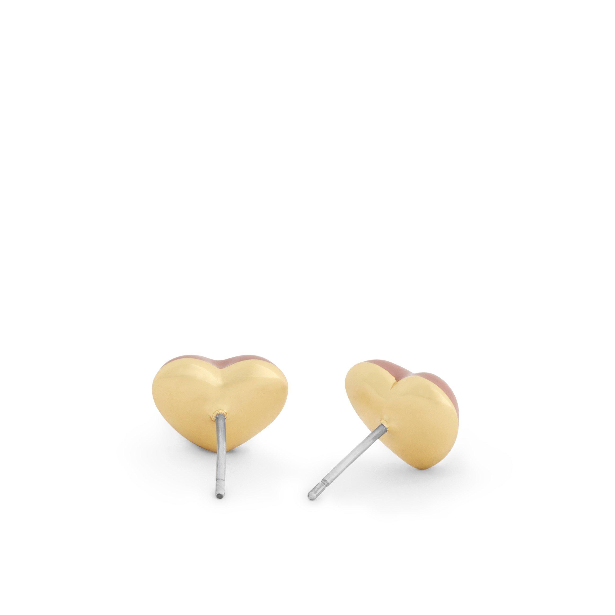 light pink - Coach - Women's Heart Pearl Gold Stud Earrings - 2