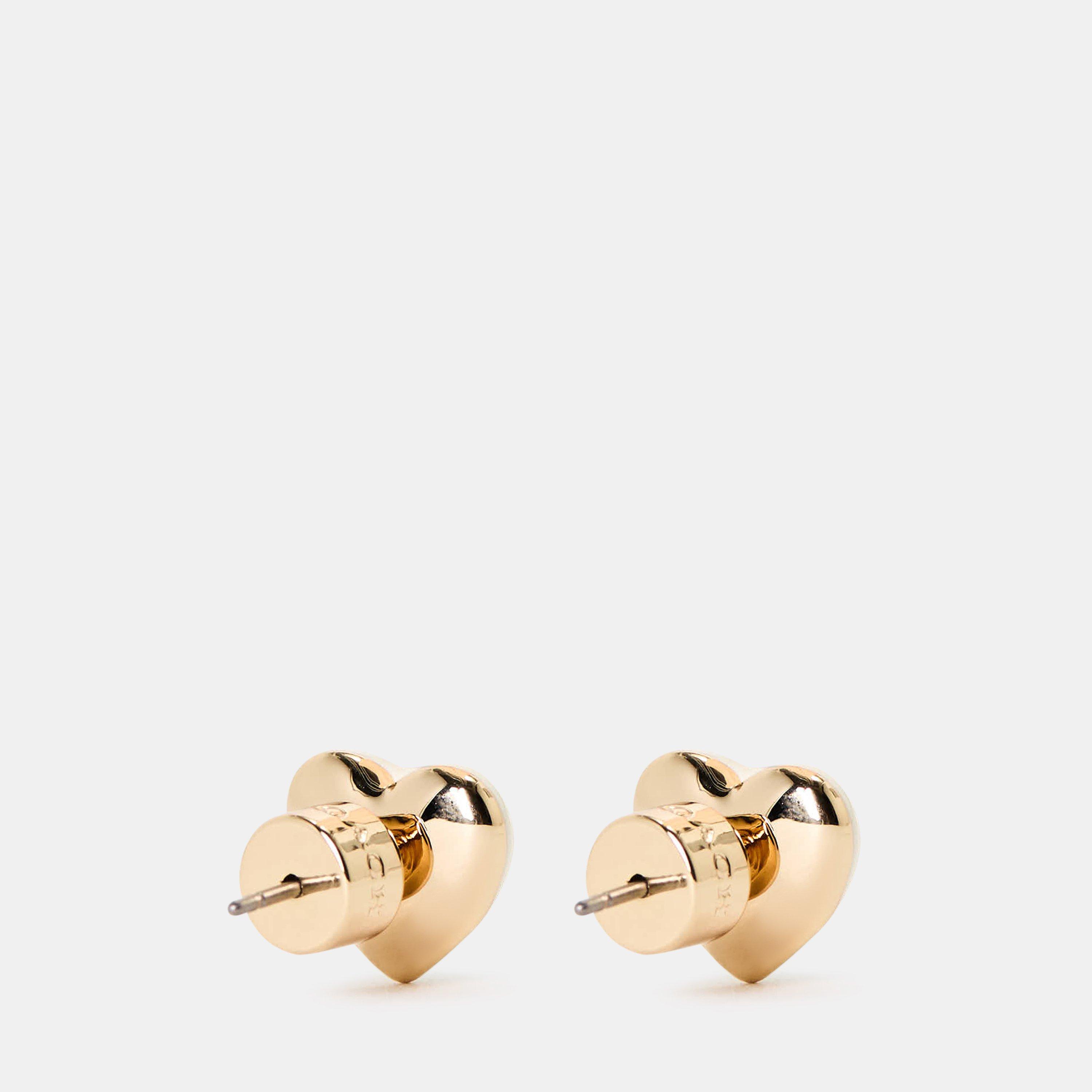 white/gold - Coach - Women's Heart Pearl Gold Stud Earrings - 2