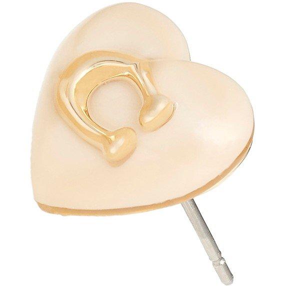 Gold - Coach - Women's Heart Pearl Gold Stud Earrings - 2