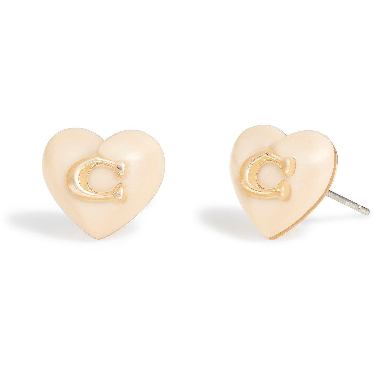 Gold - Coach - Women's Heart Pearl Gold Stud Earrings - 3