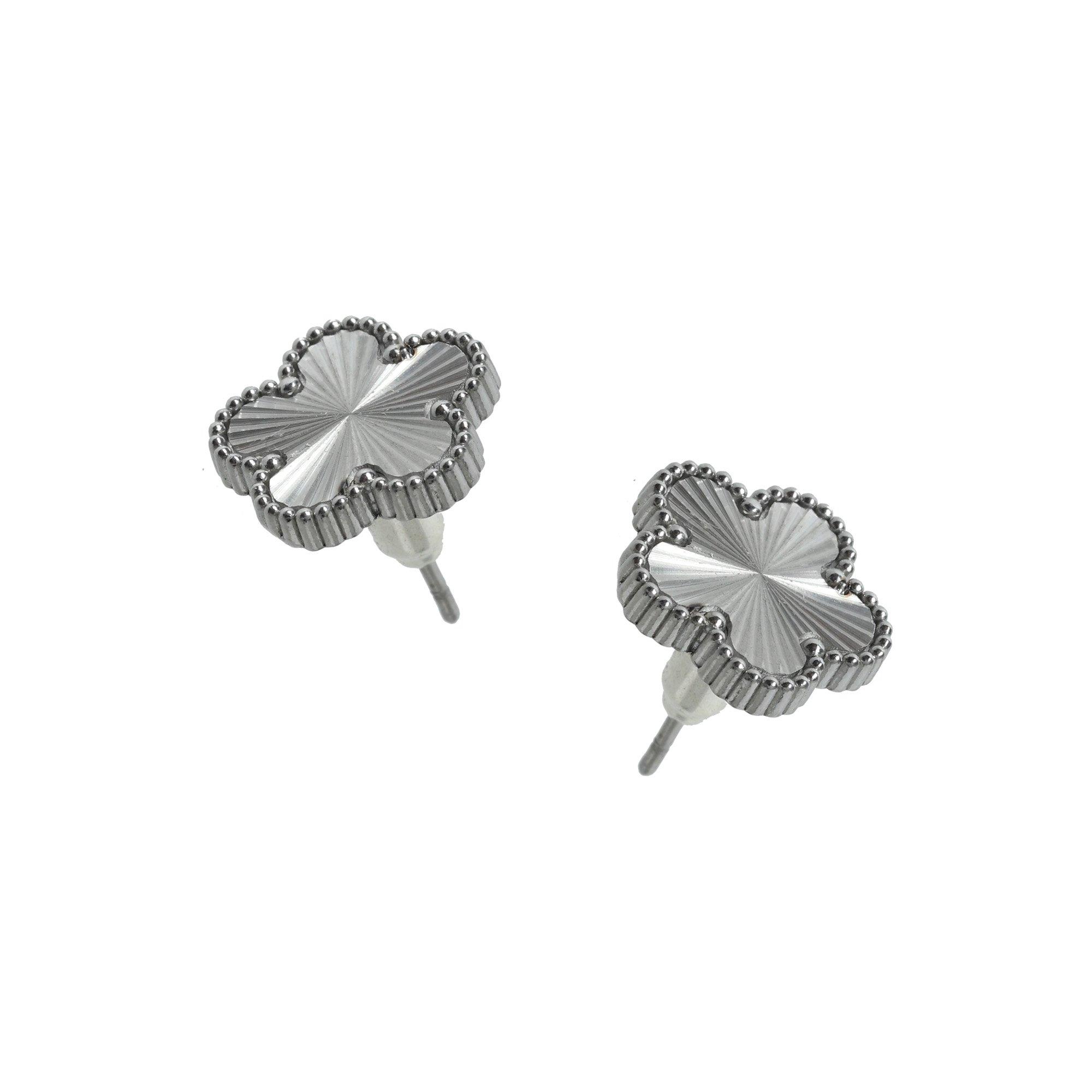 Silver - Miso - Women's Clover Stud Earrings - 2