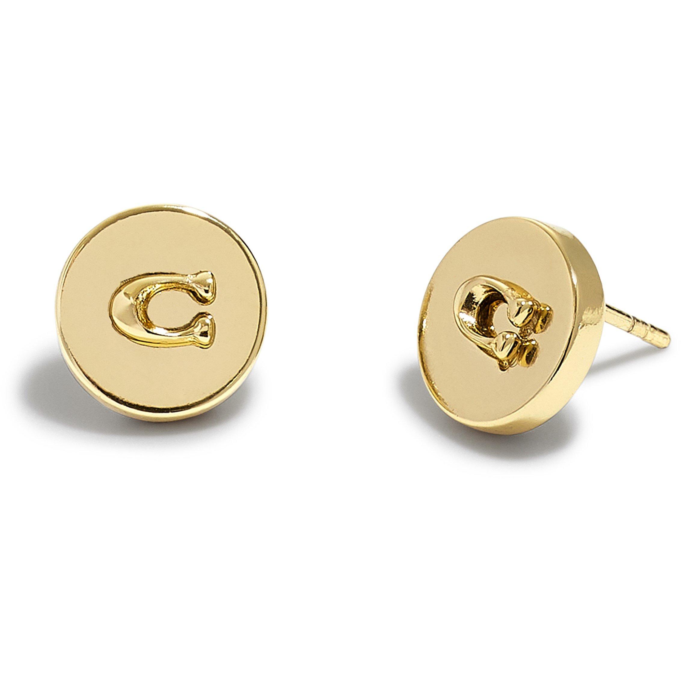 Coach COACH ROUND LOGO STUD EARRINGS - GOLD