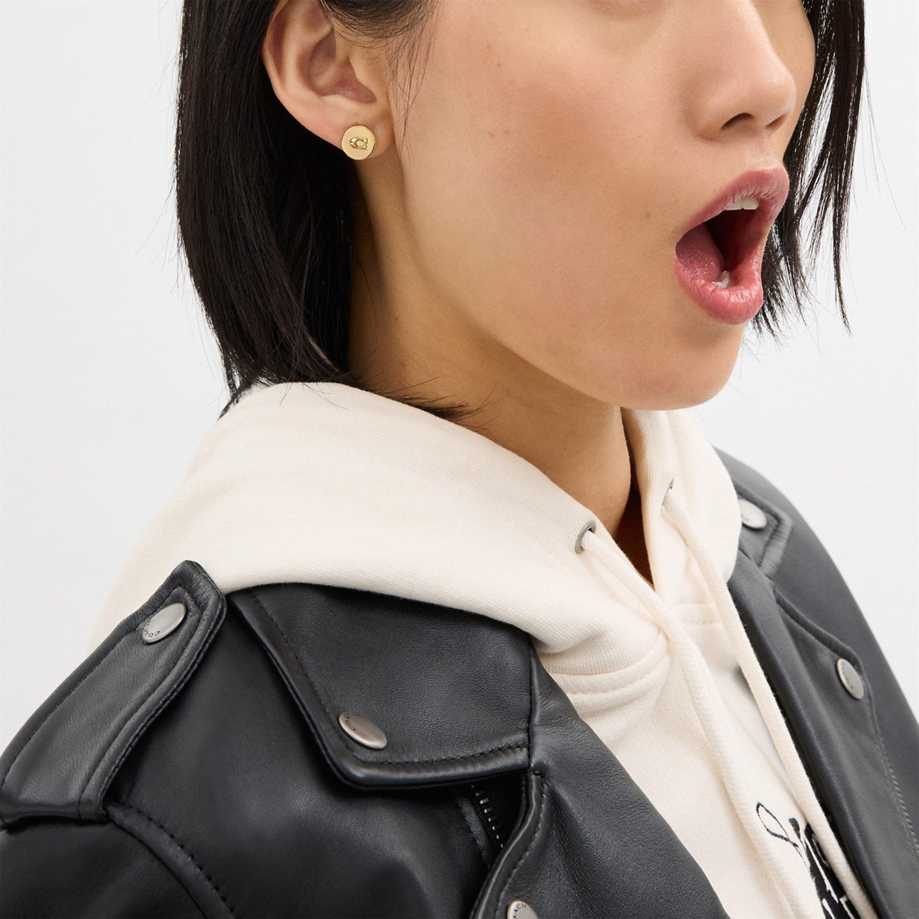 GOLD - Coach - COACH ROUND LOGO STUD EARRINGS - 2