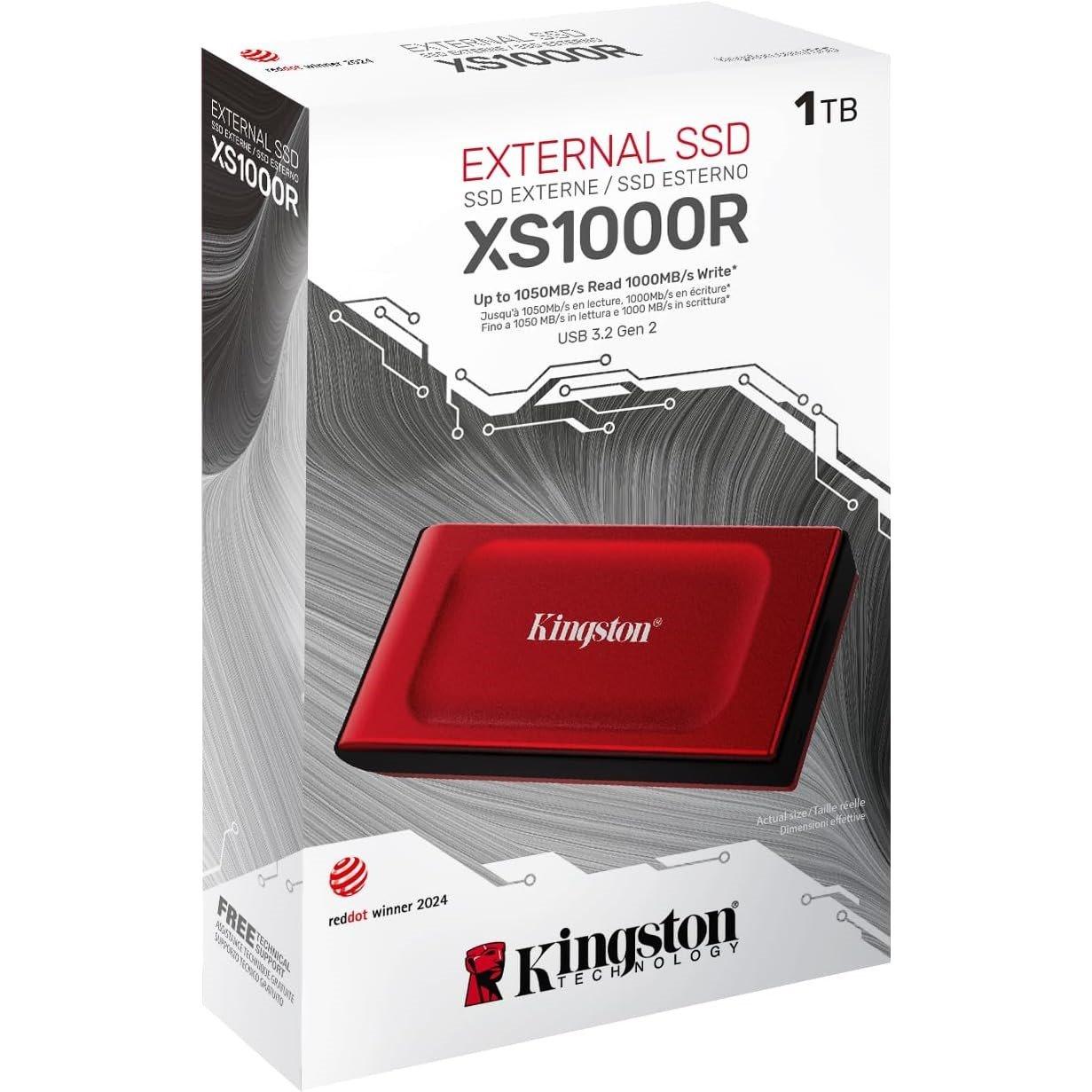 Red - Kingston Technology - XS1000 1TB USB-C External SSD - Red - 2