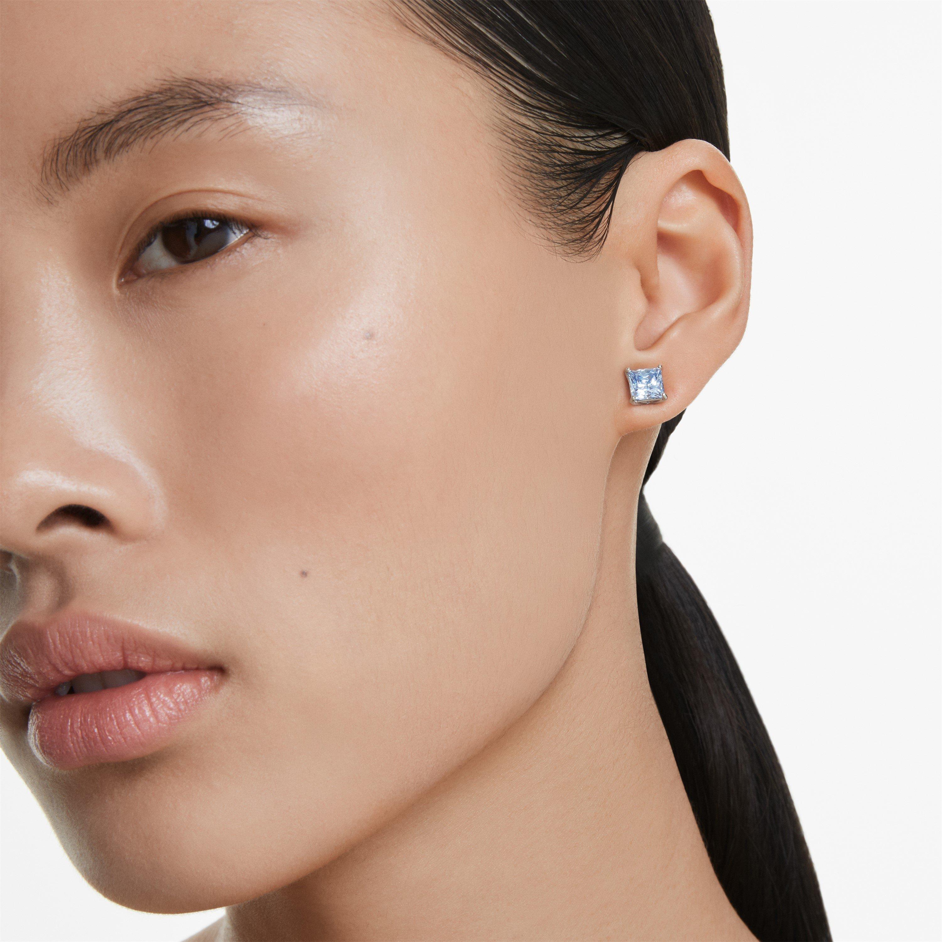 Blue / RHS - Swarovski - Women's Matrix Stud Earrings - 5