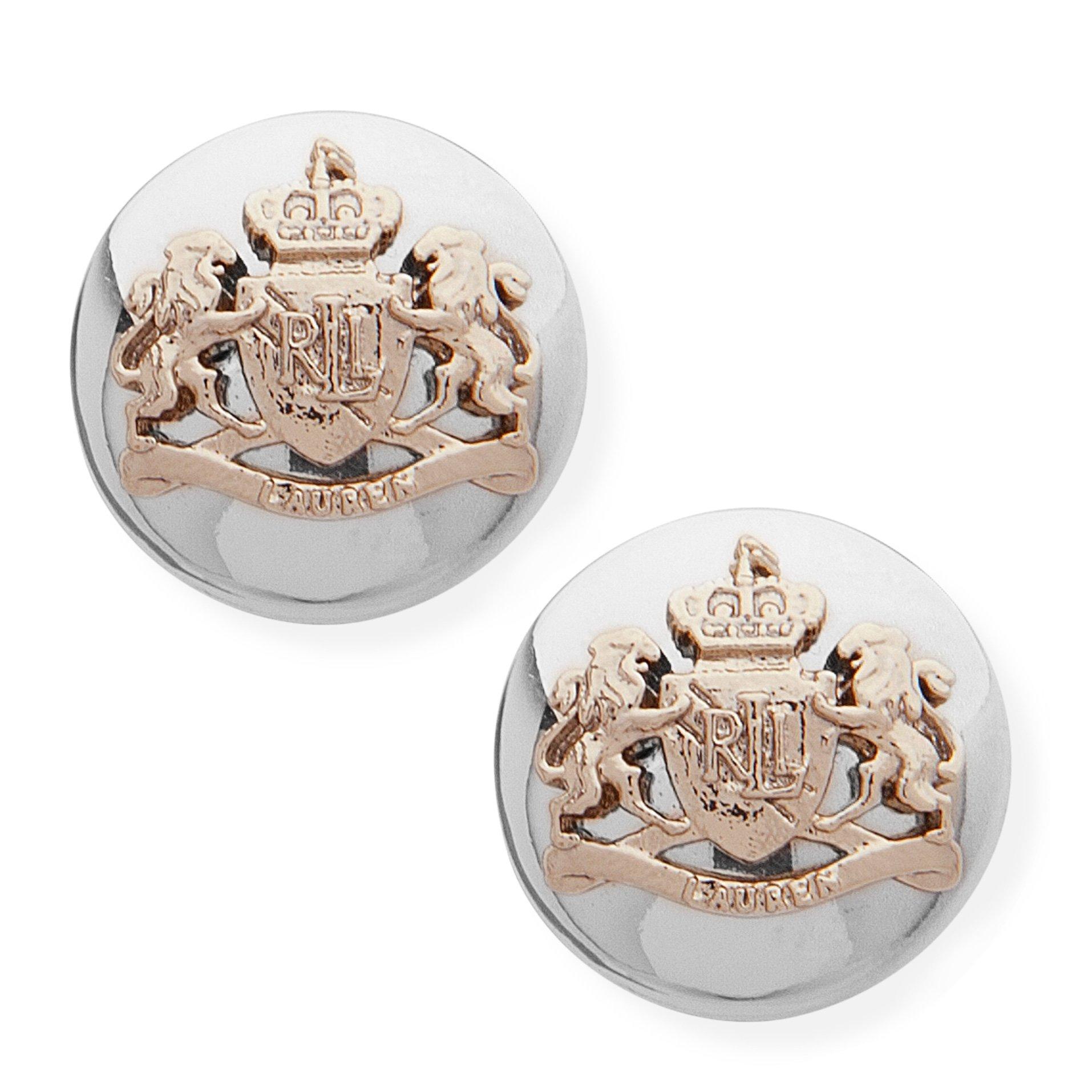 Slilver/Gold - Lauren Ralph Lauren - 14mm Crest Stud Earrings - 1