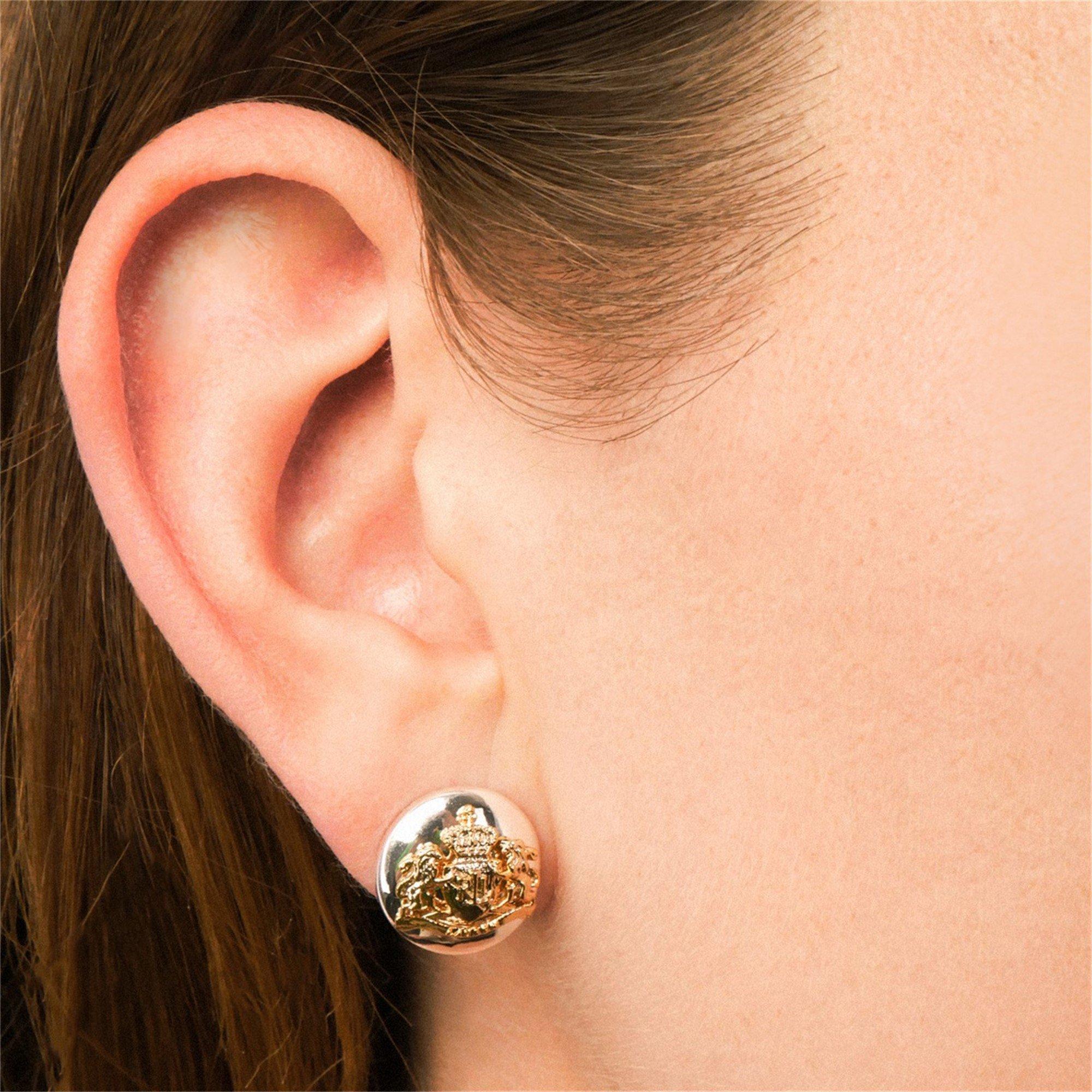 Slilver/Gold - Lauren Ralph Lauren - 14mm Crest Stud Earrings - 2
