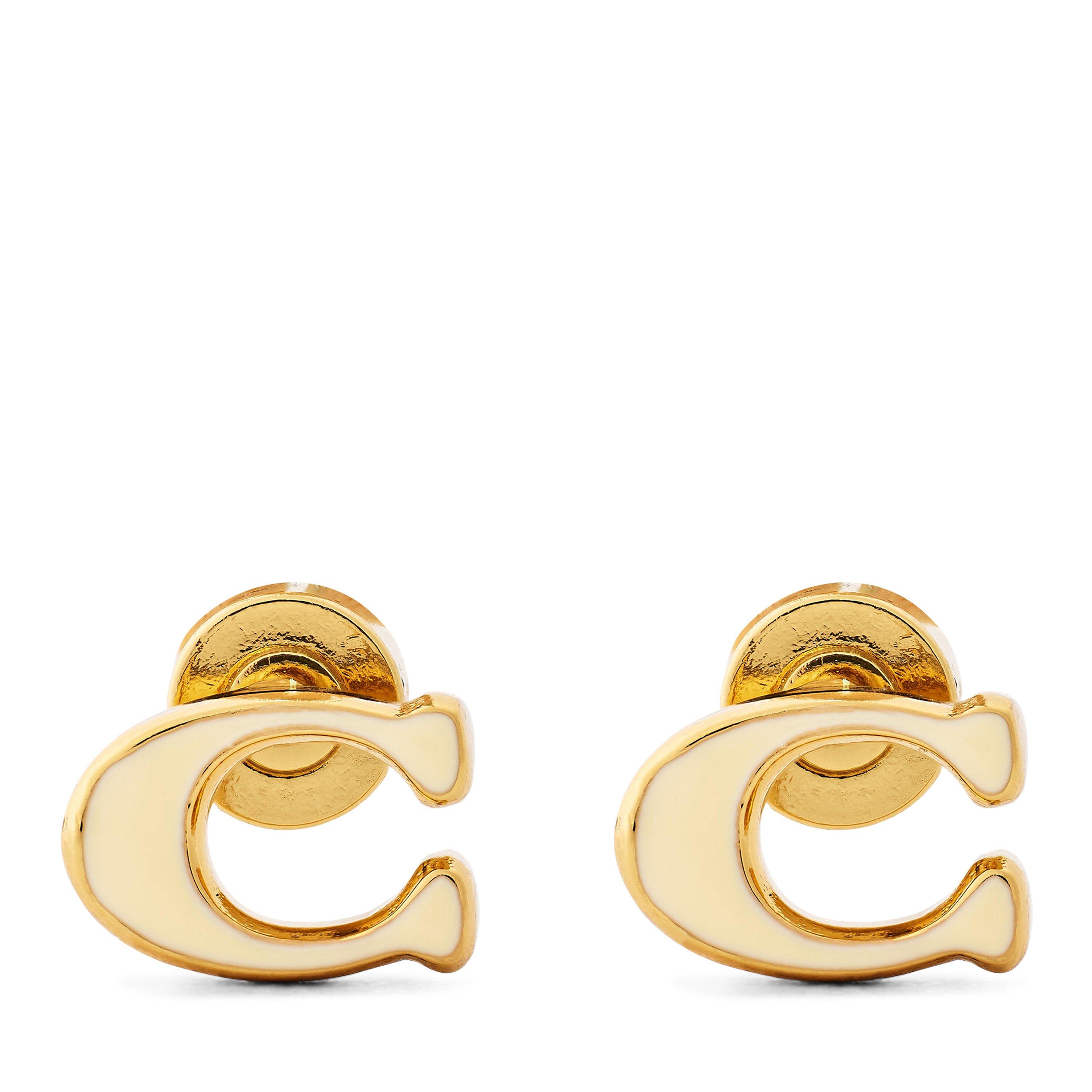 Coach Women's Stud Earrings - Chalk/Gold