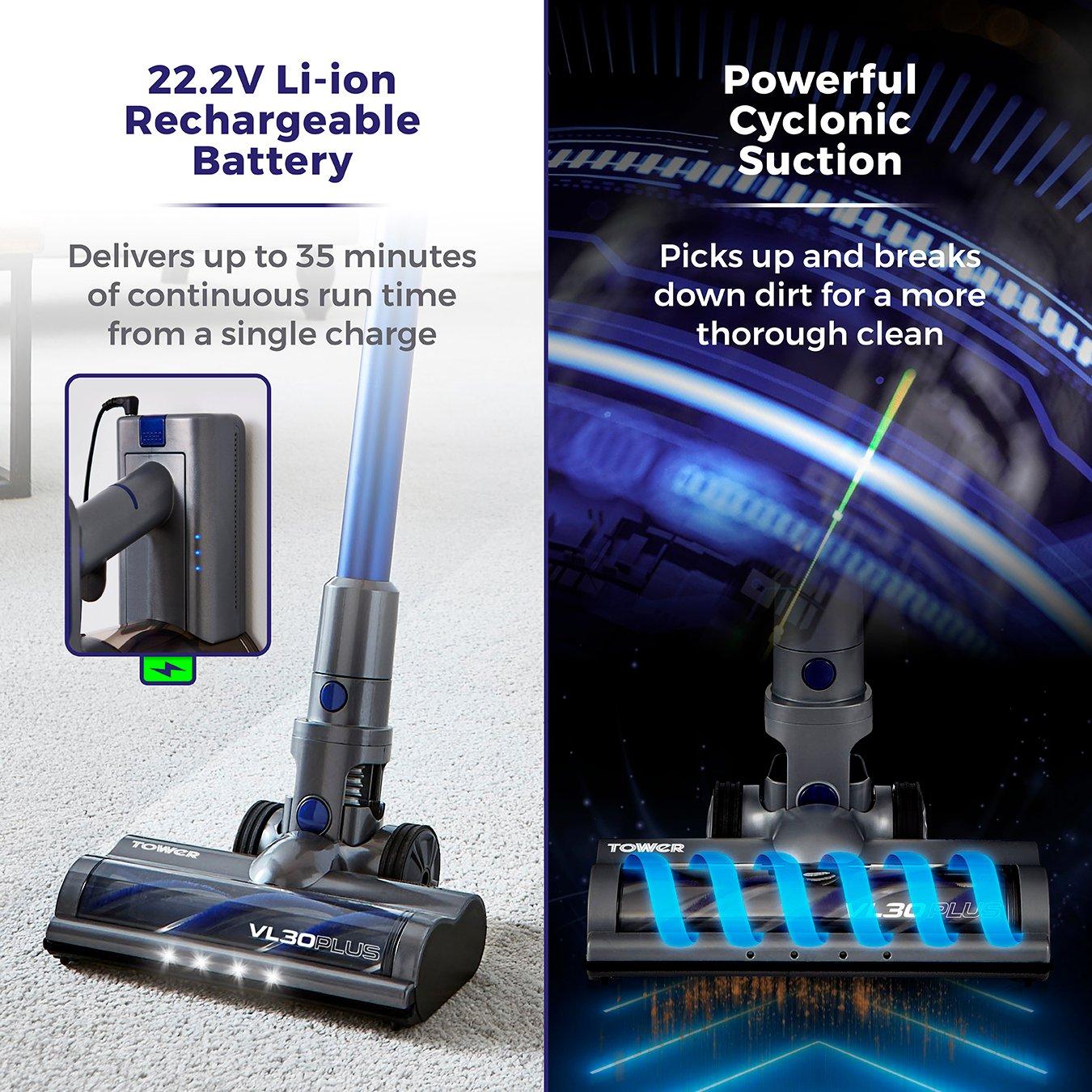 Blue - Tower - VL30 Plus 22.2V Cordless 3-IN-1 DC Vacuum Cleaner - 4