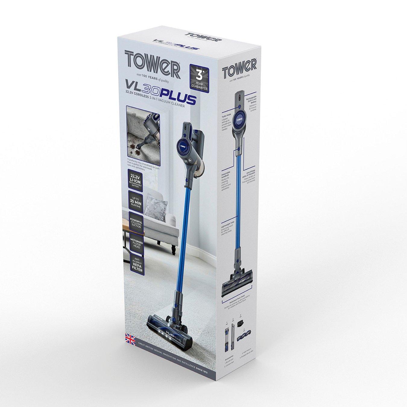 Blue - Tower - VL30 Plus 22.2V Cordless 3-IN-1 DC Vacuum Cleaner - 9
