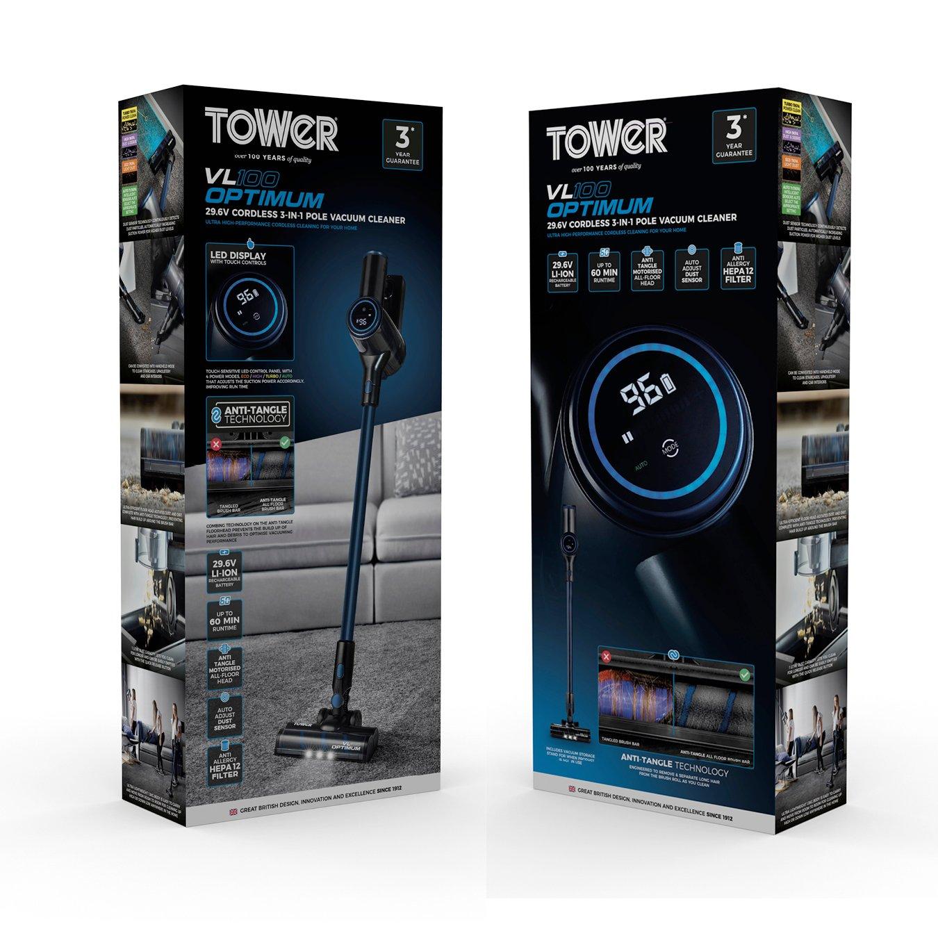 Blue/Black - Tower - VL100 Optimum Cordless 3 IN 1 DC Vacuum Cleaner - 11