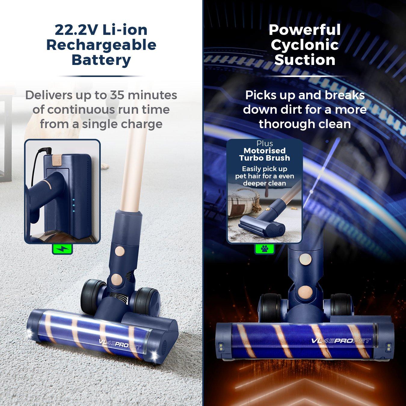 Black/Gold - Tower - VL45 Pro Pet Anti Tangle Vac 3-IN-1 DC 150W Blue - 4