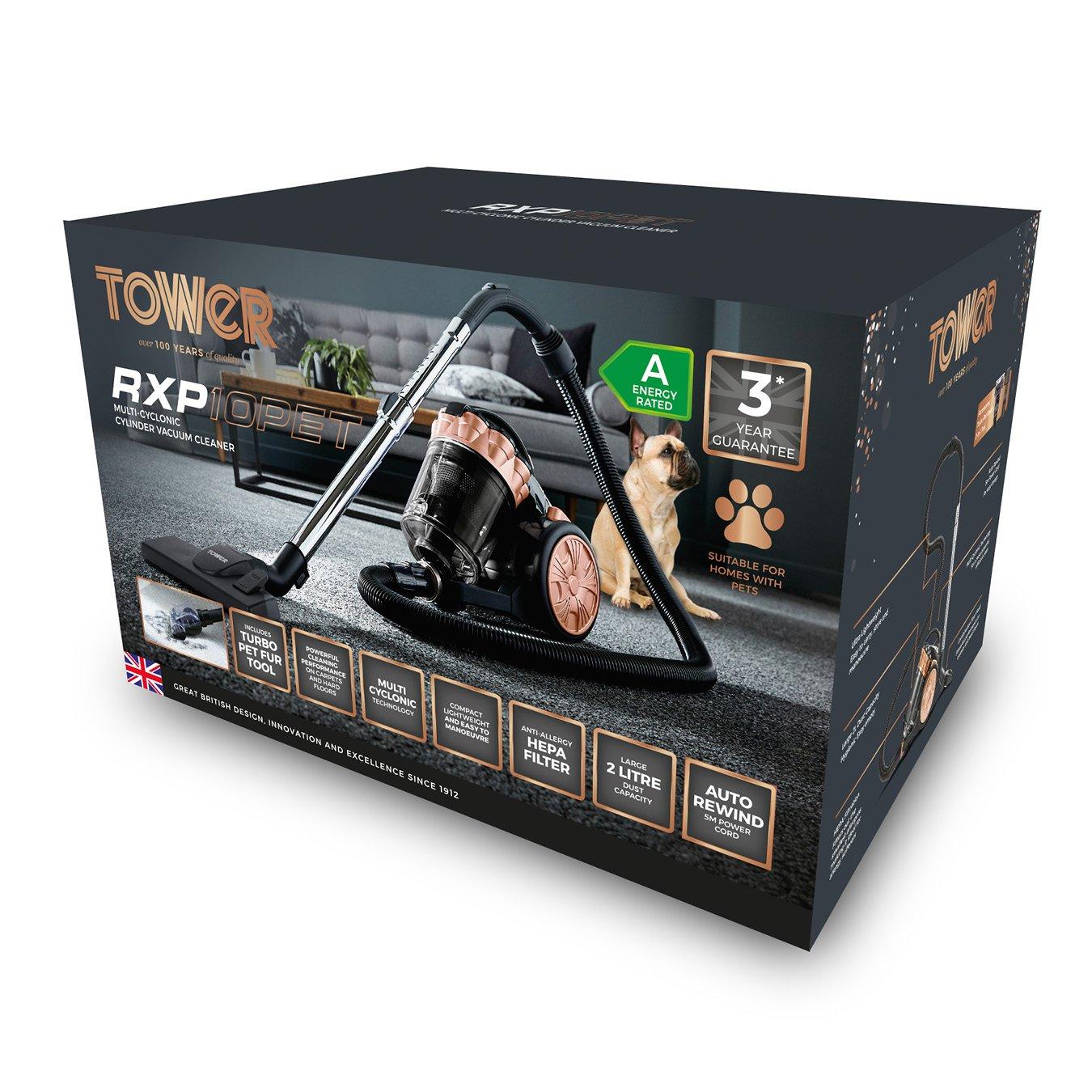 Rose Gold - Tower - RXP10PET Multi Cyclonic Cylinder Vacuum Cleaner - 10