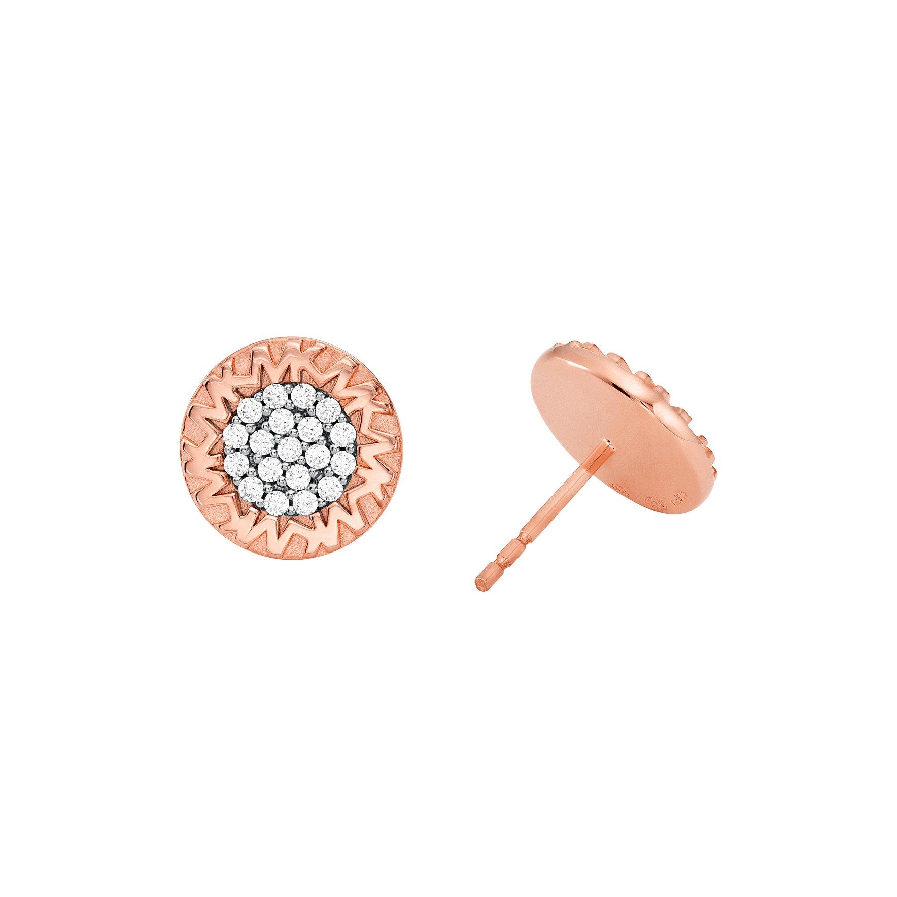 Sterling Silver - Michael Kors - Two Tone Sterling Silver Pave Stud Earrings - 2