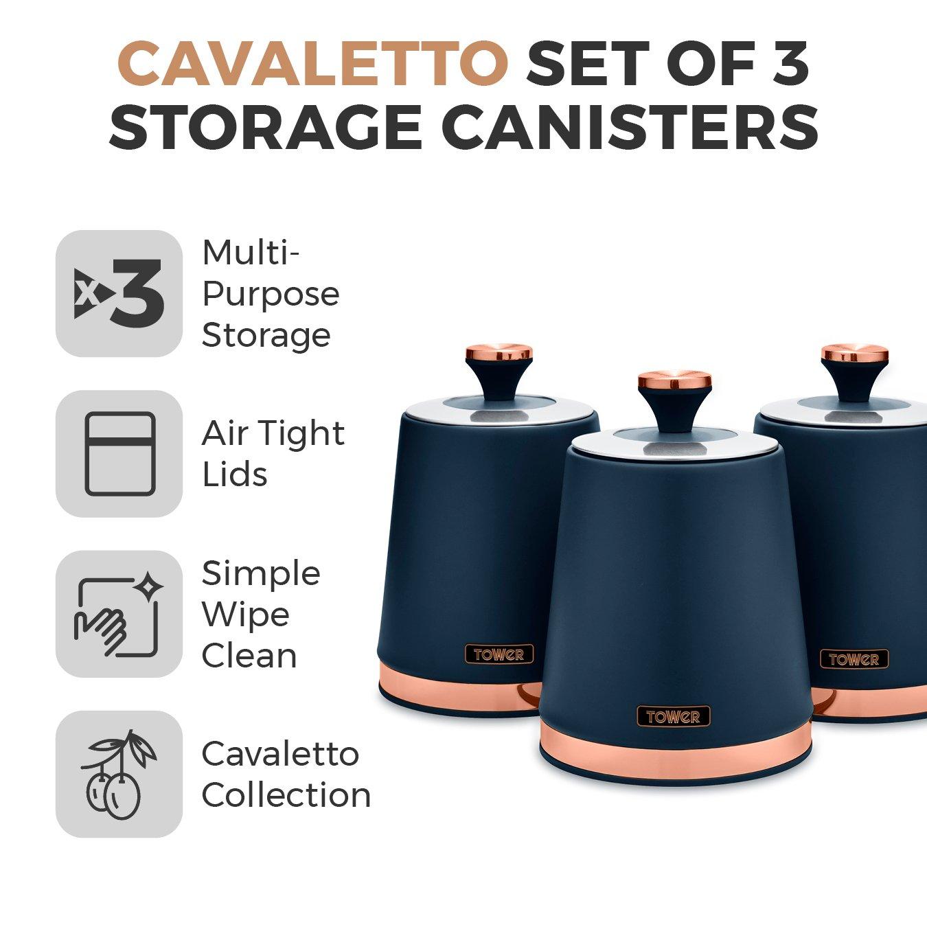 Blue - Tower - Cavaletto Set Of 3 Canisters - 2