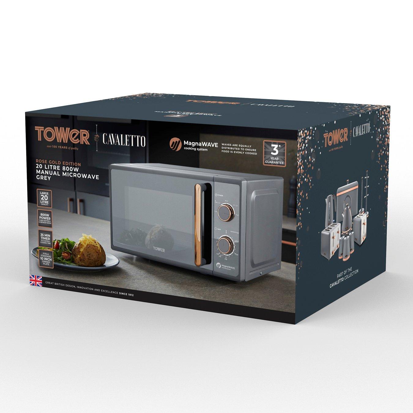Grey/Rose Gold - Tower - Cavaletto 20L Manual Microwave - 11