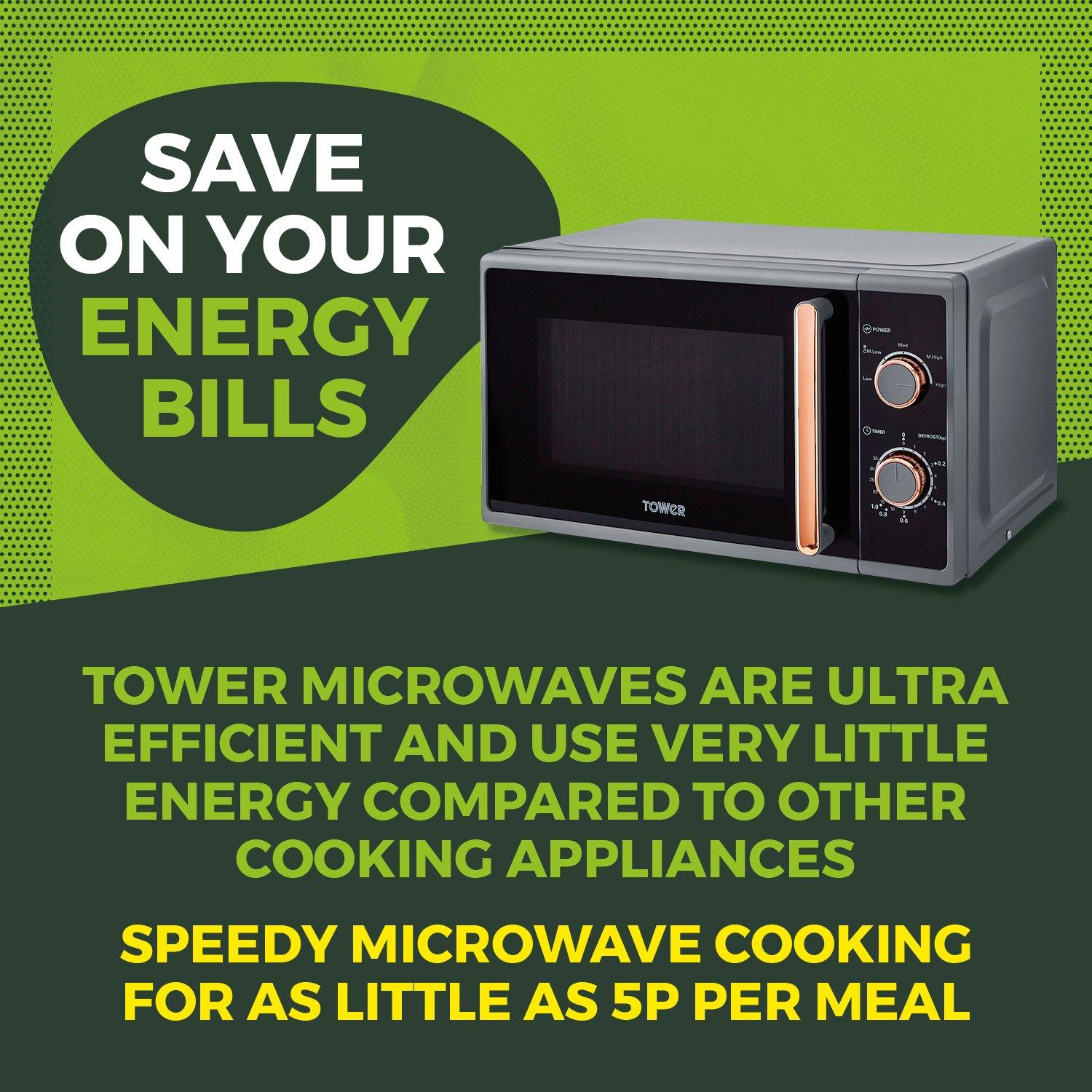 Grey/Rose Gold - Tower - Cavaletto 20L Manual Microwave - 3