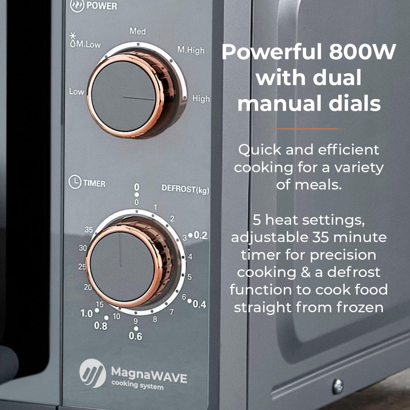 Grey/Rose Gold - Tower - Cavaletto 20L Manual Microwave - 4