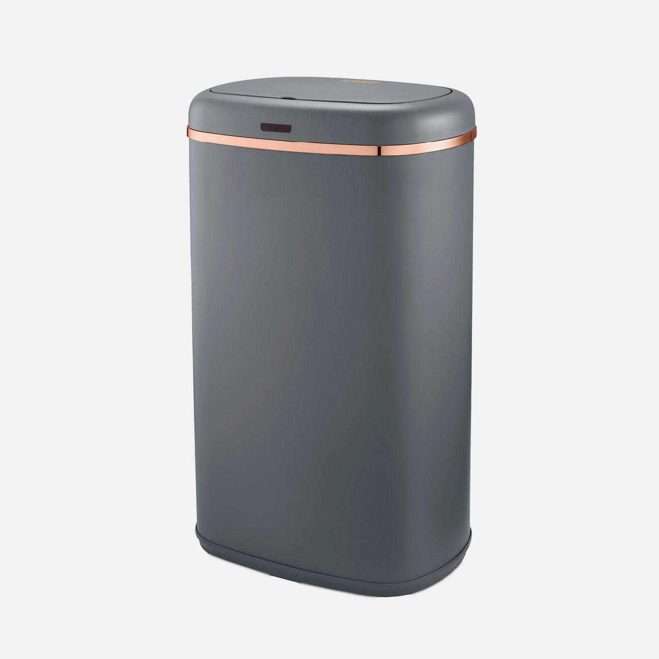 Tower Unisex Grey Cavaletto Square Sensor Bin, 58L, & Rose Gold T838010gry - Image 5