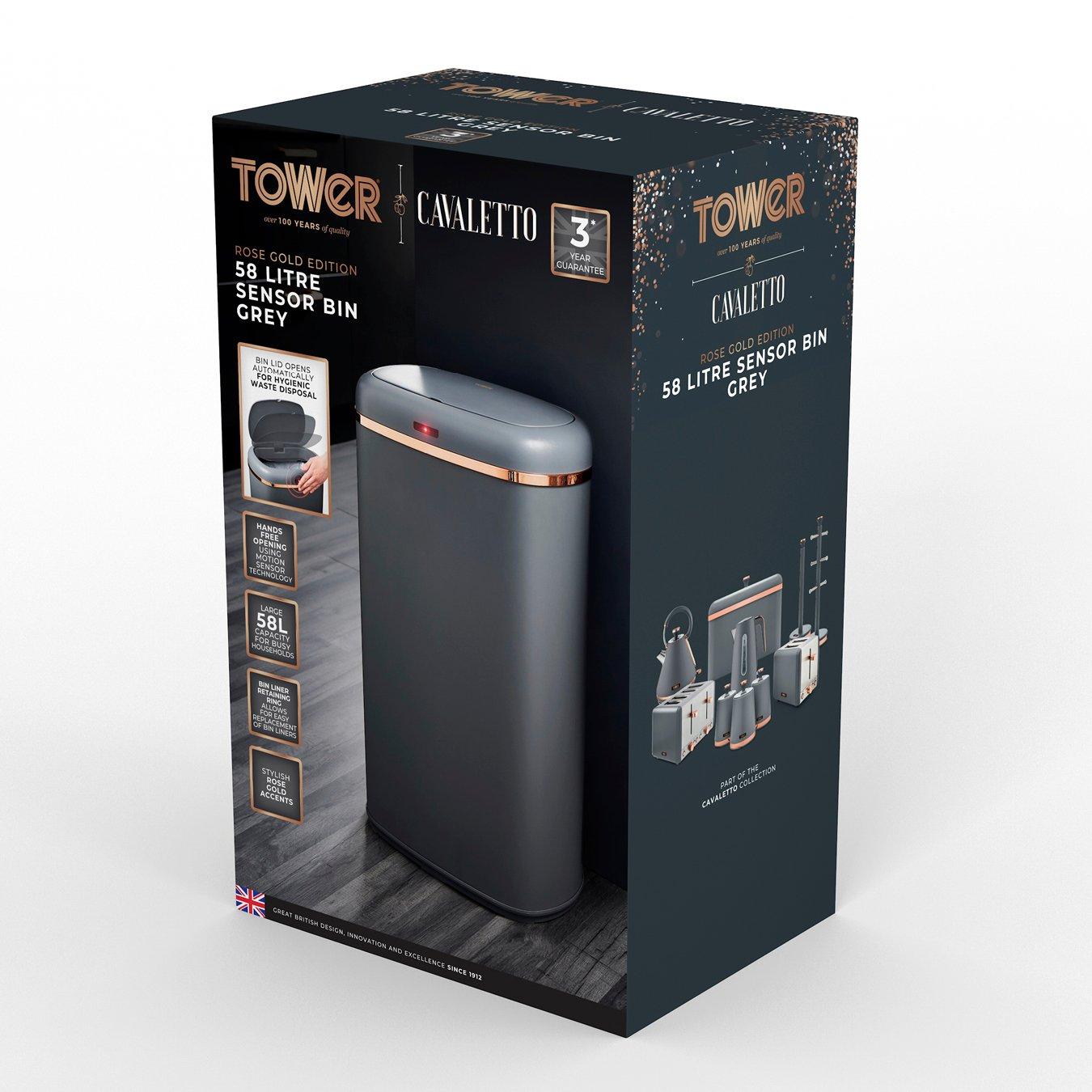 Pink - Tower - Cavaletto 58L Sensor Bin Grey - 11