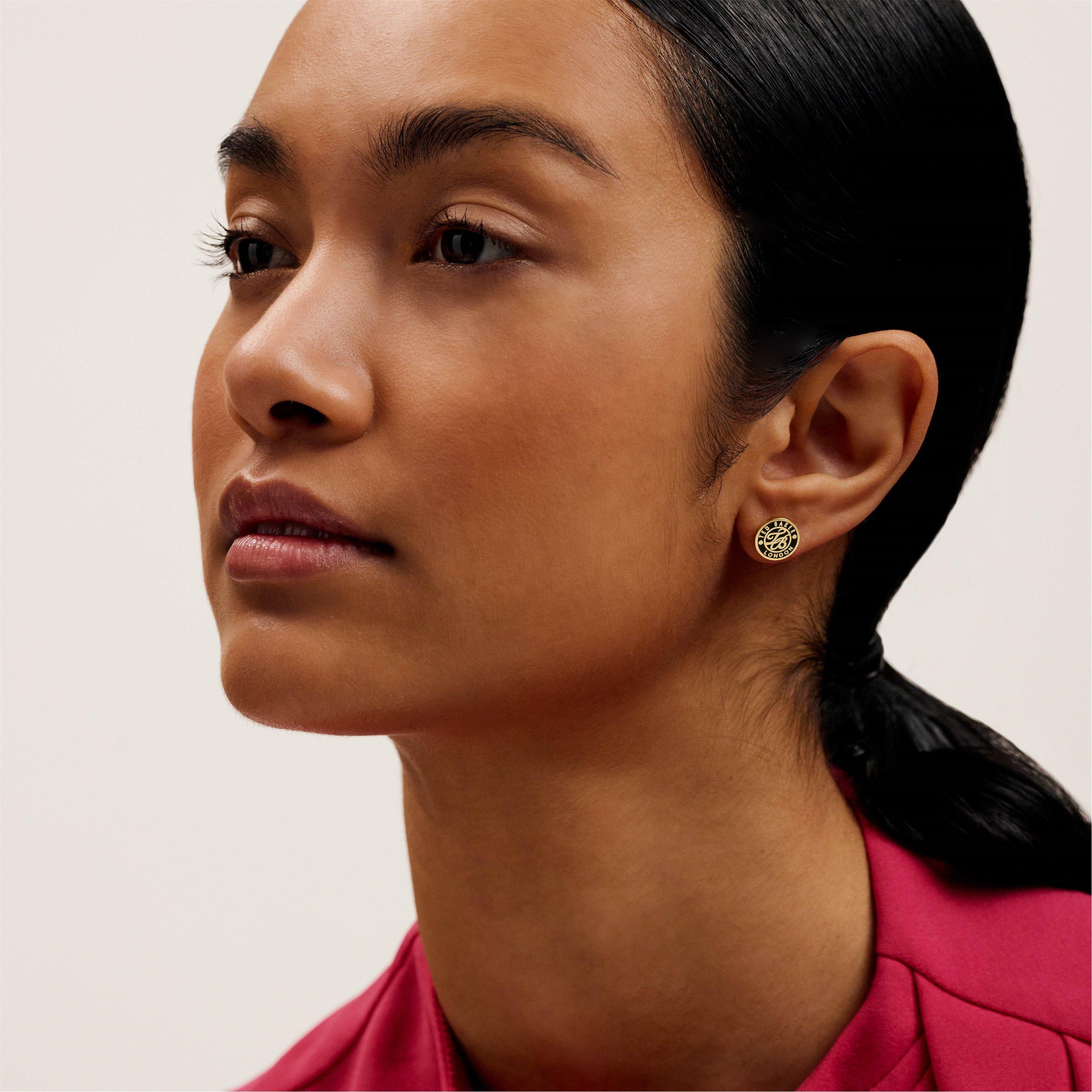 Gold/Black - Ted Baker - Monlia Monogram Button Stud Earrings - 4