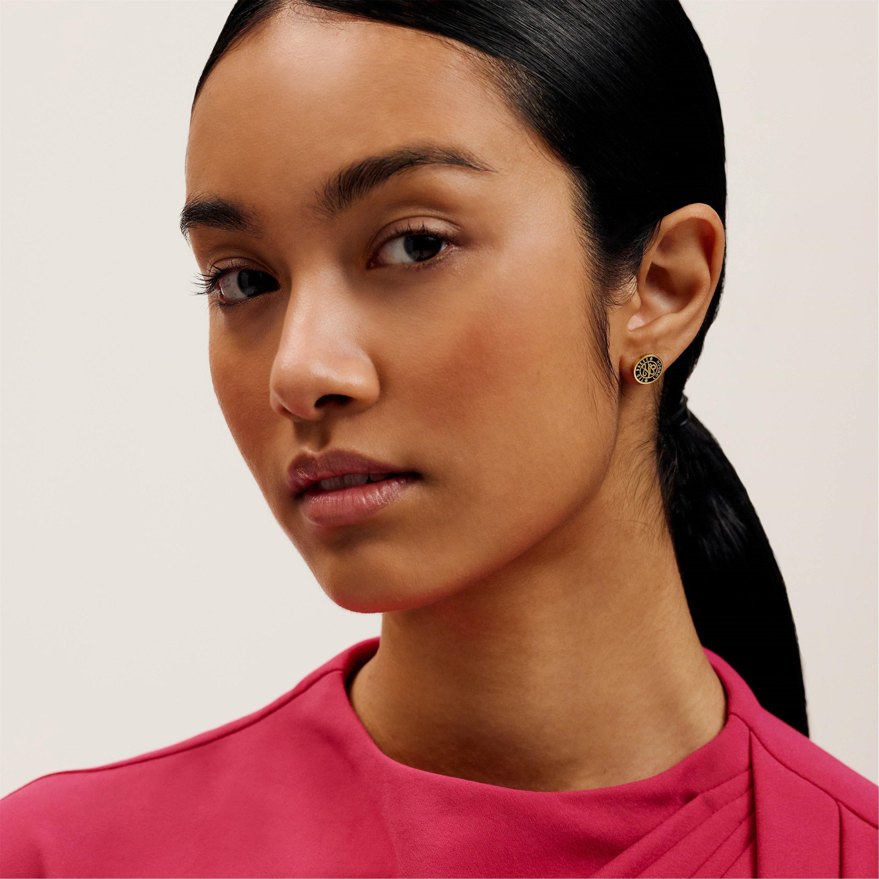 Gold/Black - Ted Baker - Monlia Monogram Button Stud Earrings - 5