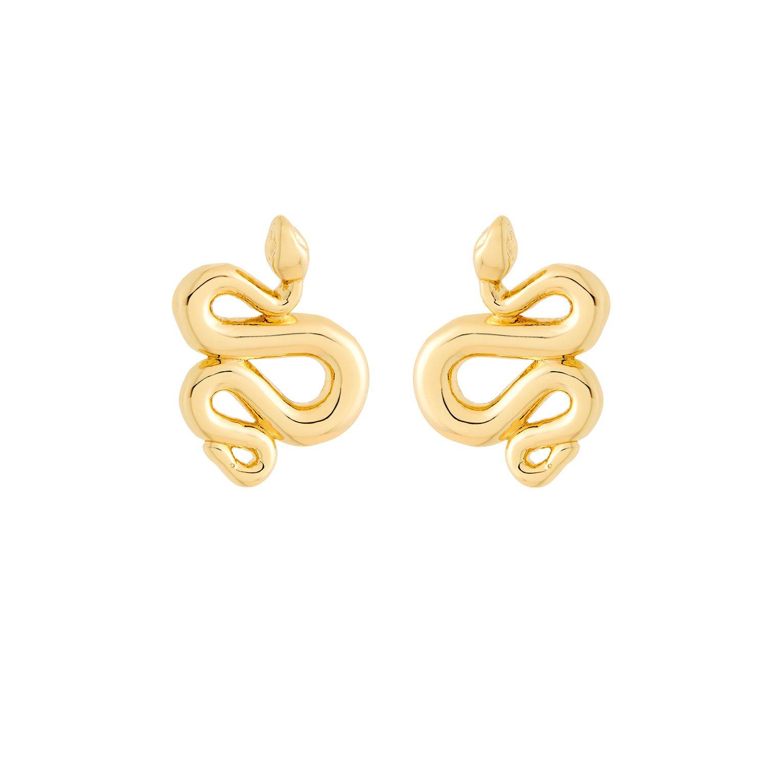 Guld/Metal - All We Are - Women's Snake Stud Earrings - 1