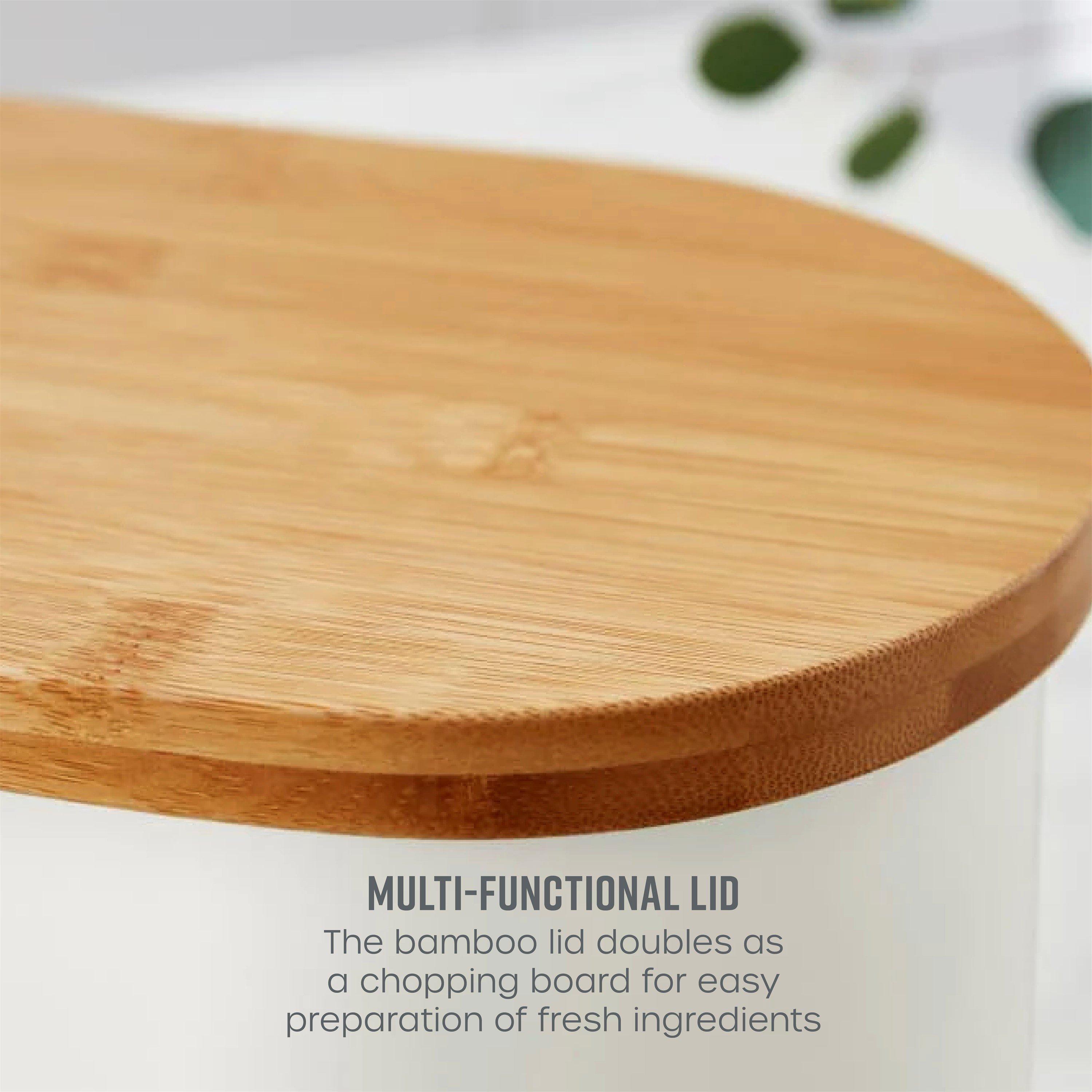 White - Swan - Nordic Oval Bread Bin w/Cutting Board Lid White - 4