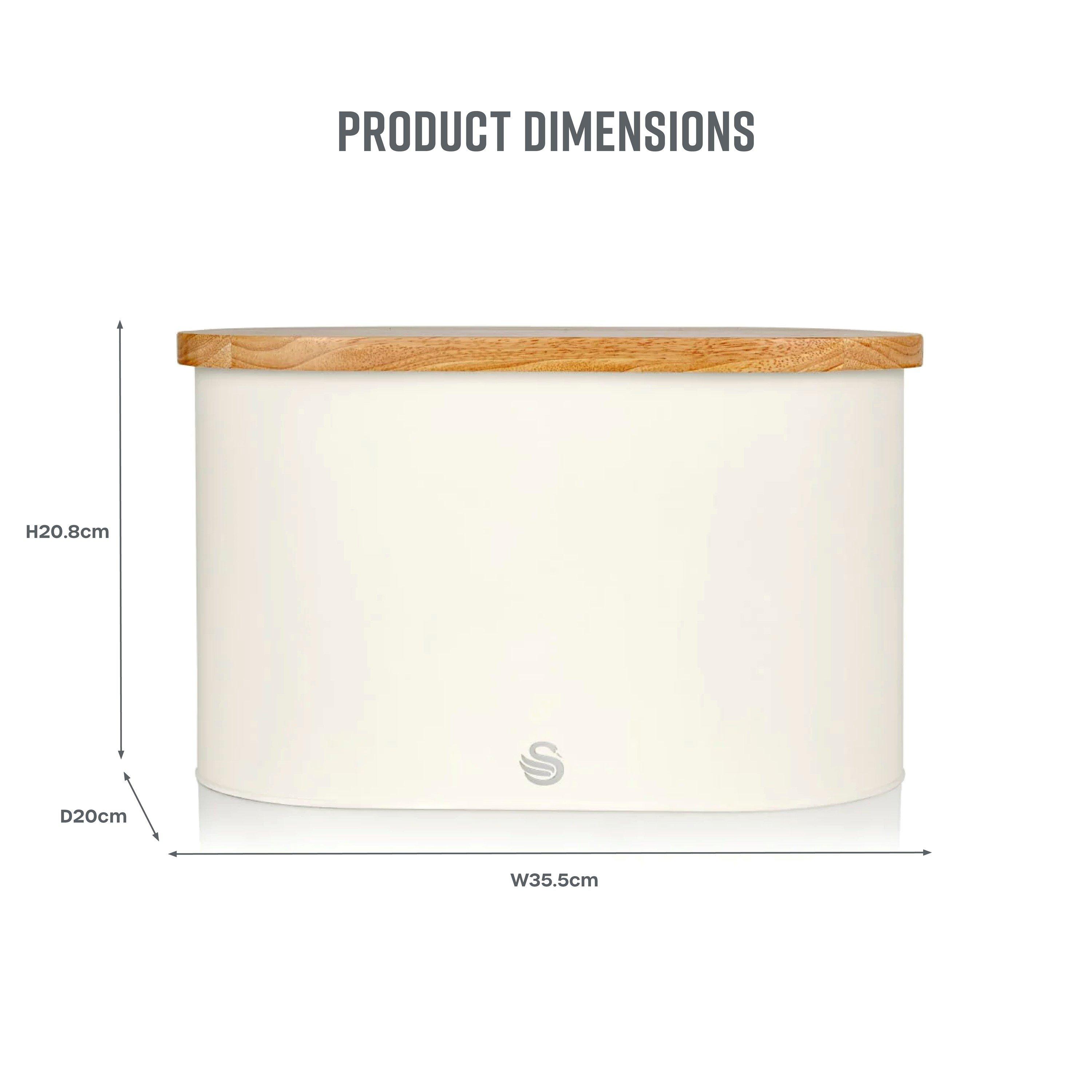 White - Swan - Nordic Oval Bread Bin w/Cutting Board Lid White - 8