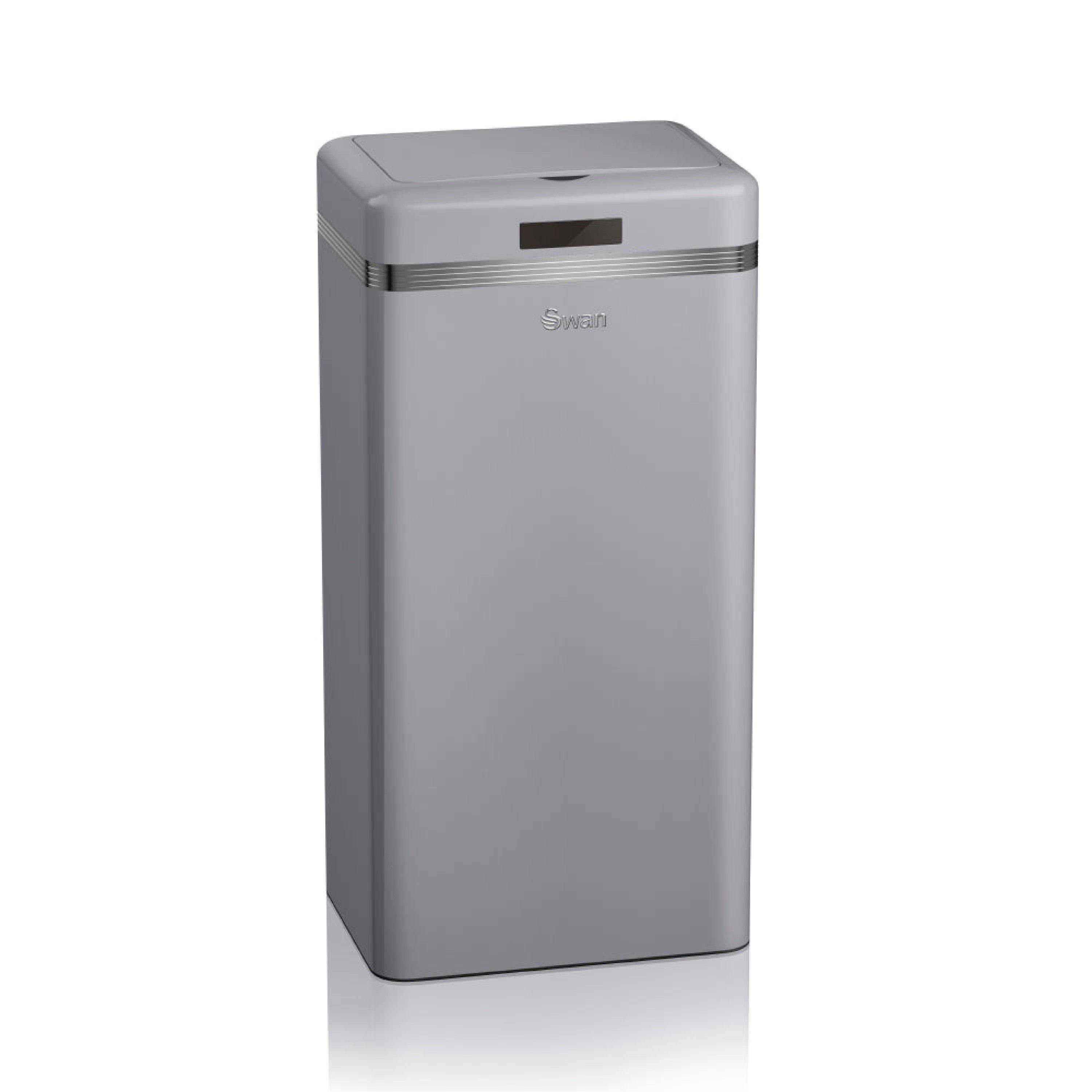 Grey - Swan - Swan Retro 45L Square Sensor Bin - 1