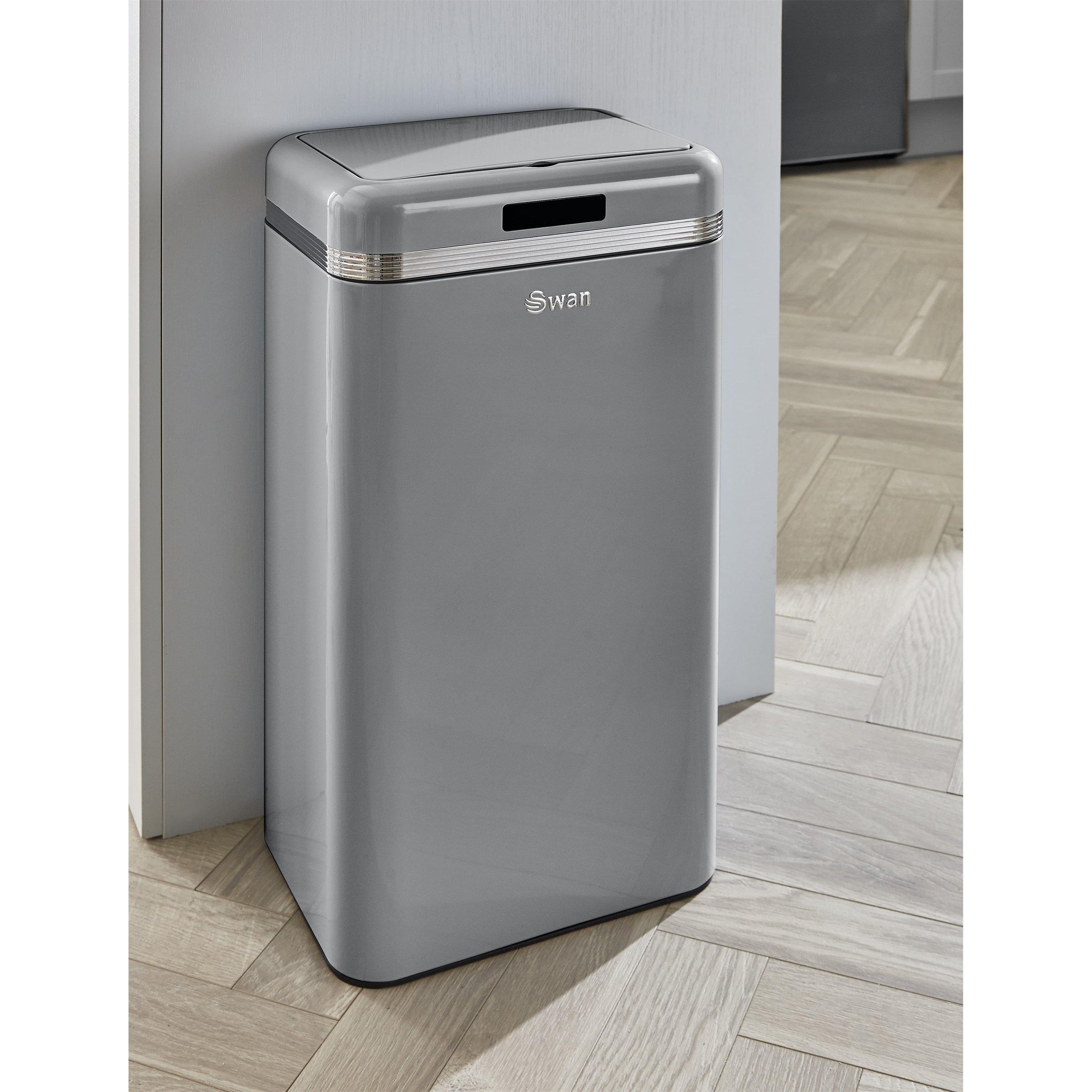 Grey - Swan - Swan Retro 45L Square Sensor Bin - 2