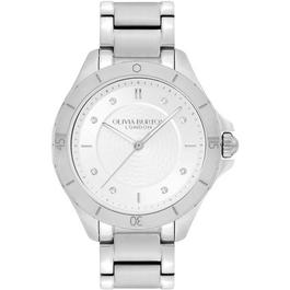 Olivia Burton Sports Luxe 36mm Guilloche Metallic White And Silver Bracelet Watch